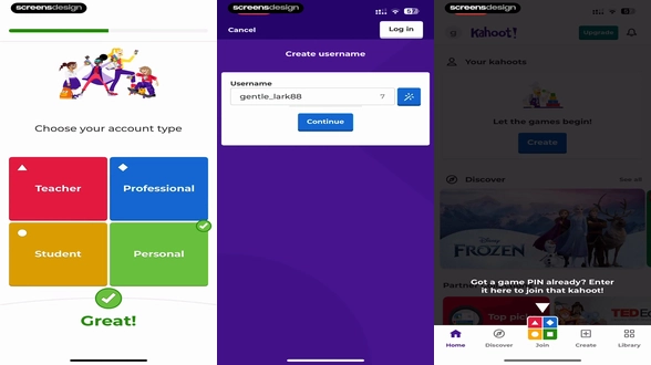 Kahoot! Play & Create Quizzes UI Breakdown | ScreensDesign Showcase