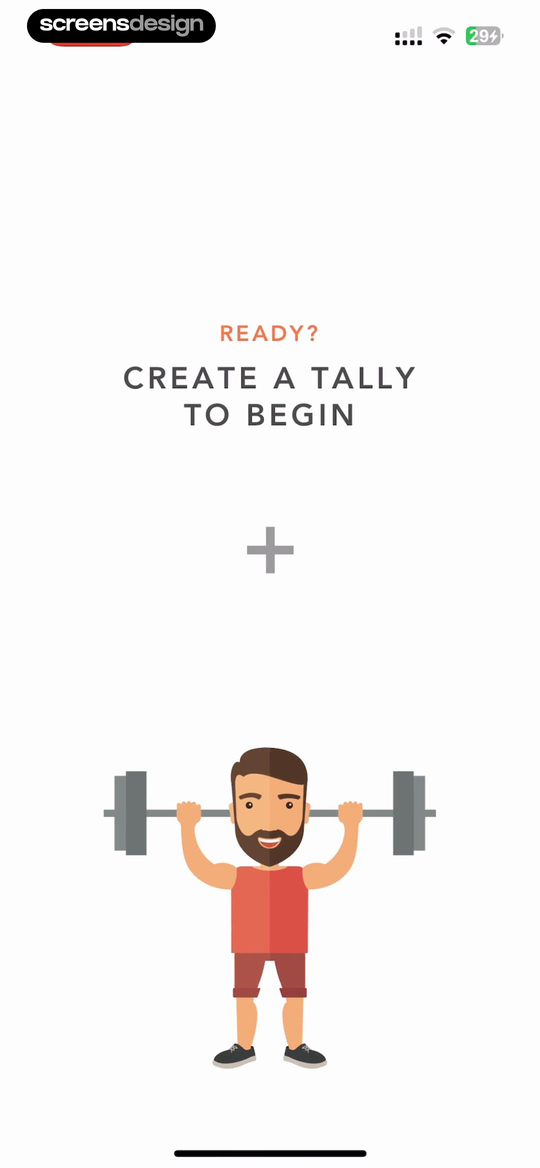 Tally empty state saying Ready and Create a tally to begin above a large plus control