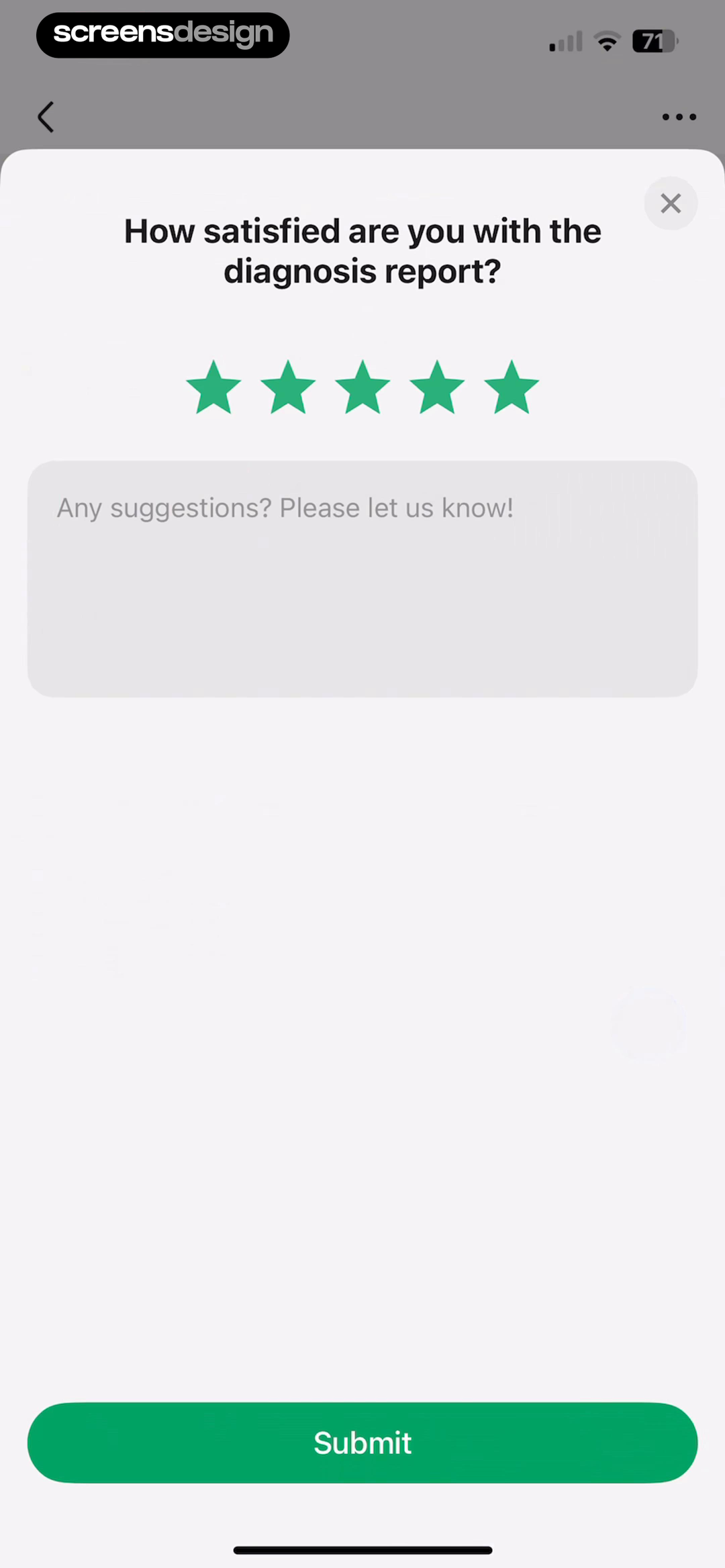 PictureThis - Plant Identifier screen showing the question is tied to the diagnosis report and follows the rating with an optional suggestion field.