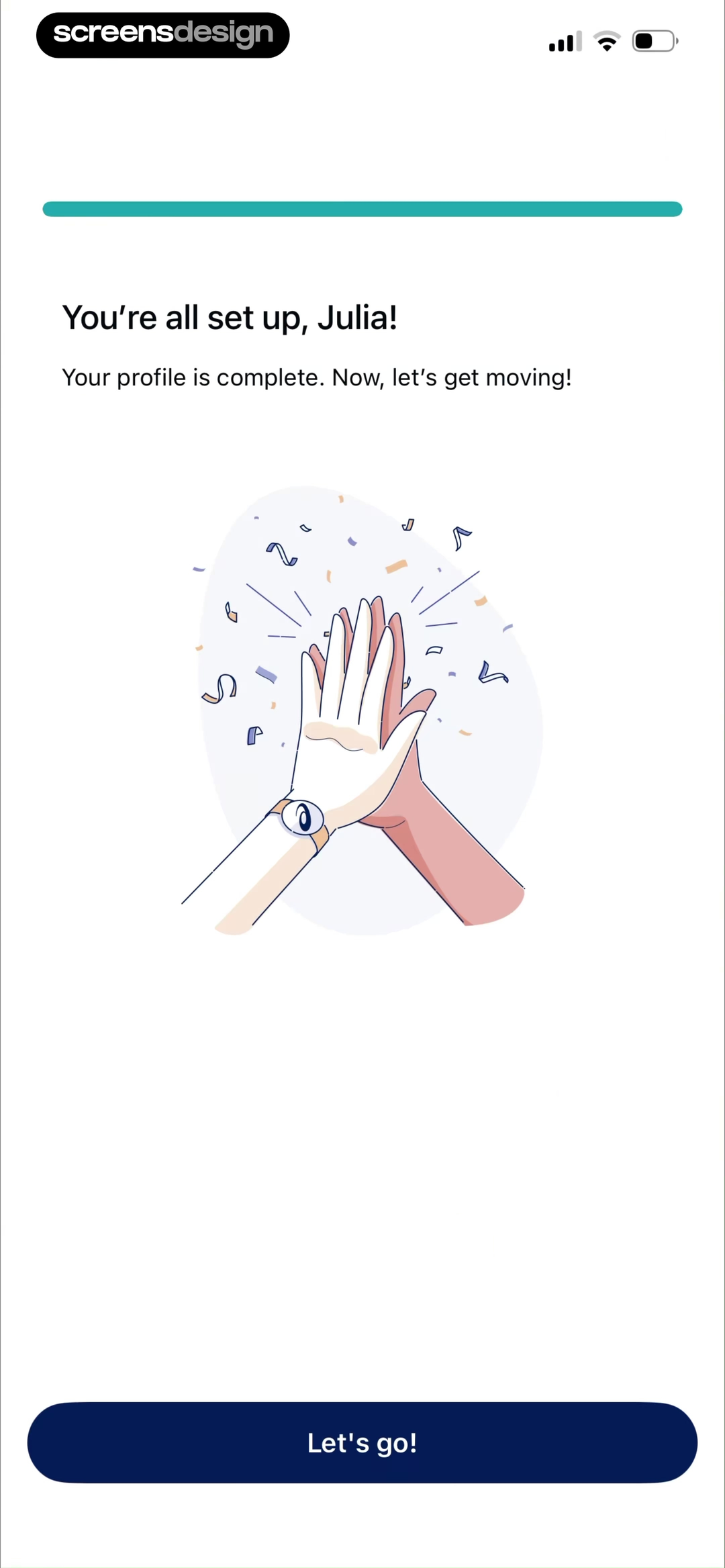 Runkeeper onboarding completion screen inviting the user to get moving