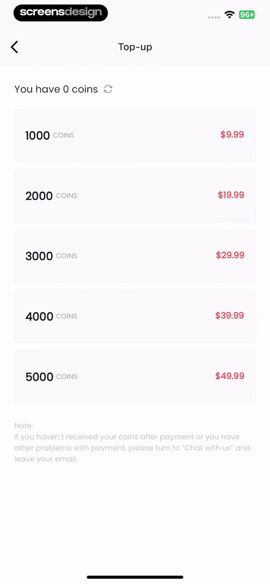 Fictio - Good Novels, Stories mobile app screen showing You have 0 coins and 1000 COINS