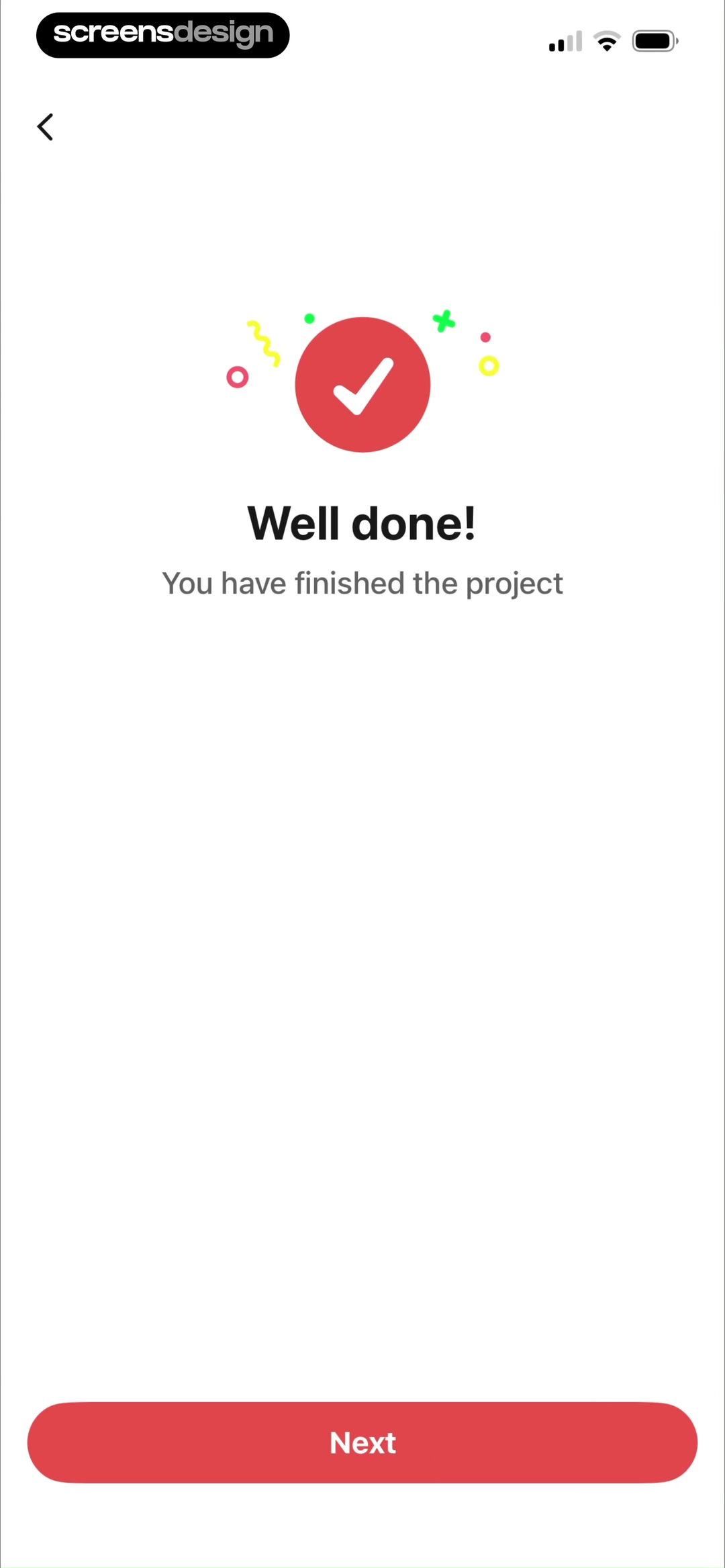 SewPal project completion screen with a checkmark and Next button