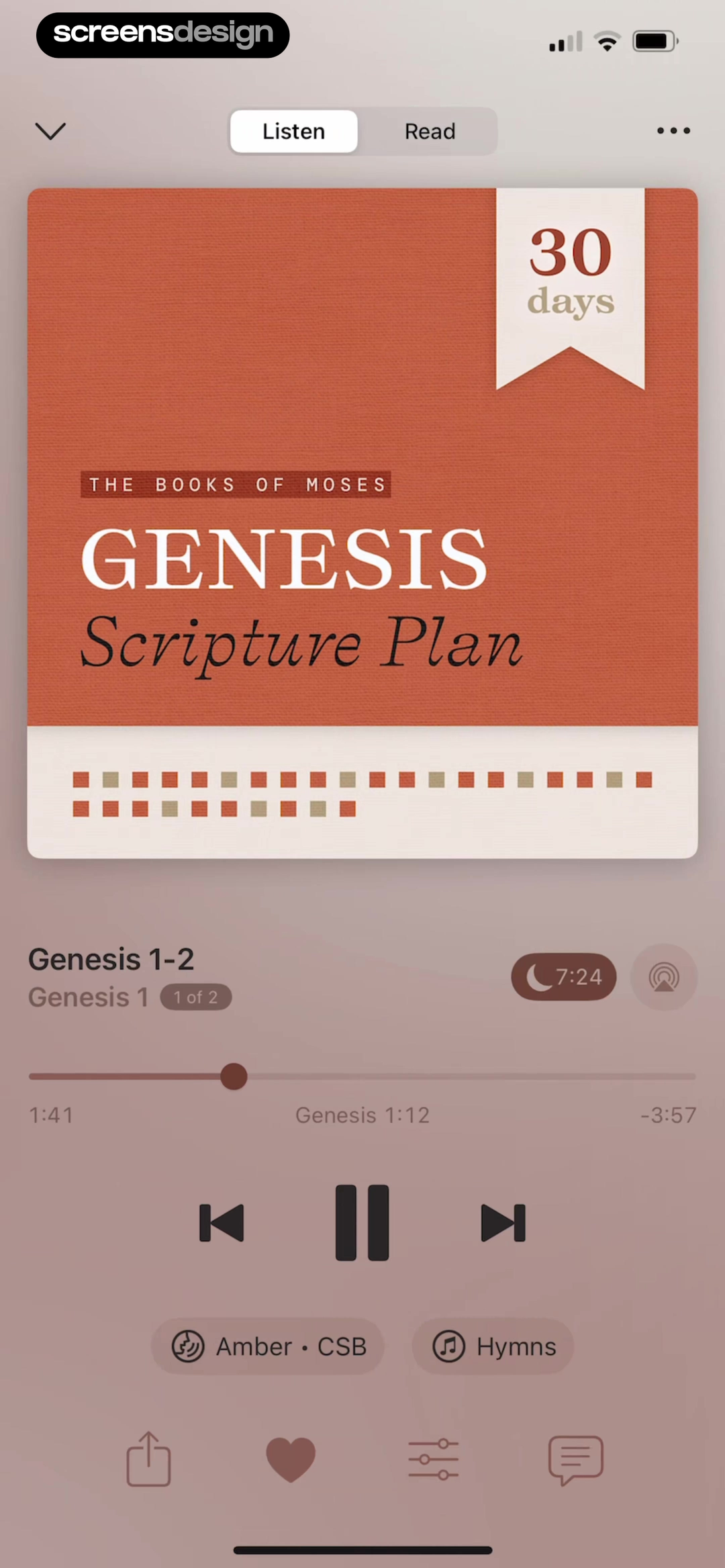 Dwell Audio Bible player for a Genesis listening plan