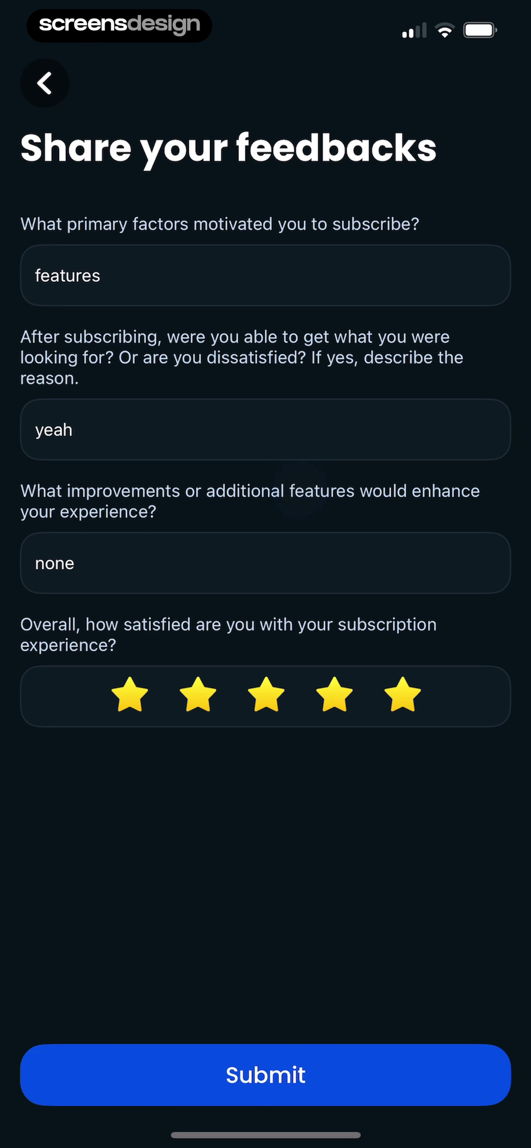 TravelAnimator: Journey Route screen showing subscription motivation, unmet expectations, improvements, and overall satisfaction appear in one focused form.