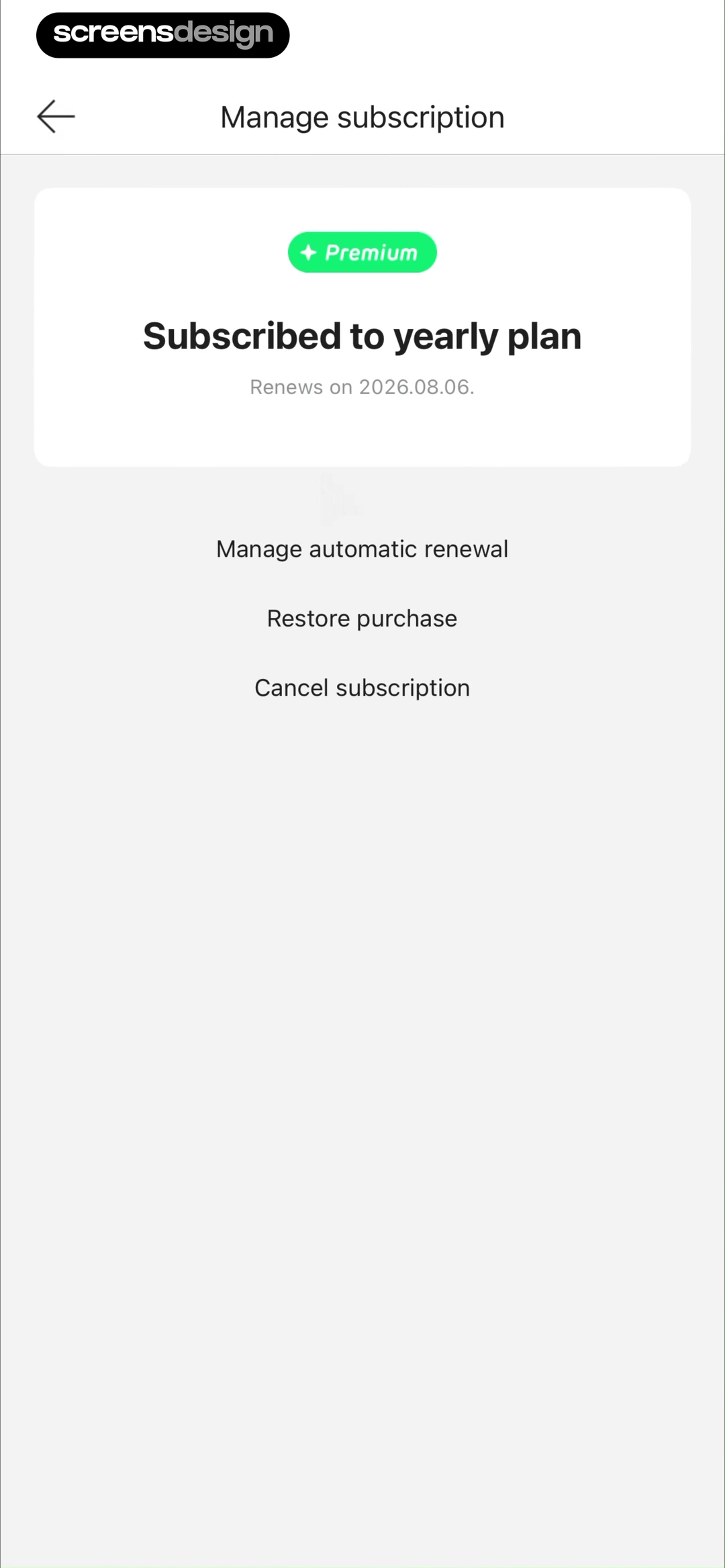 LINE Camera - Photo editor mobile app screen showing Manage subscription and Subscribed to yearly plan