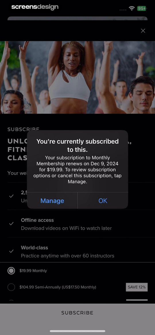 ALO Wellness Club mobile app screen showing UNLOCK FITNESS CLASSES and Your wellness journey starts here