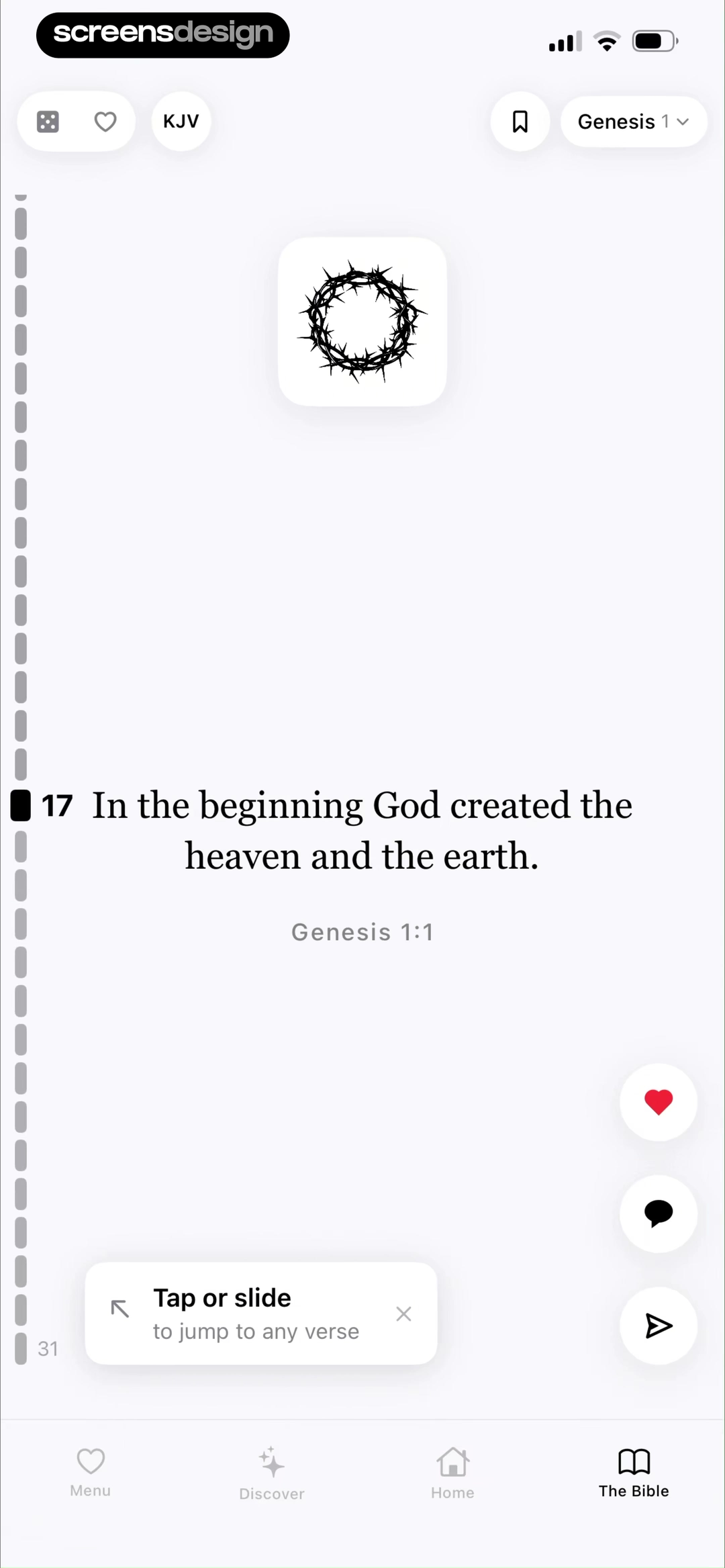 Scroll The Bible vertical scripture reading screen