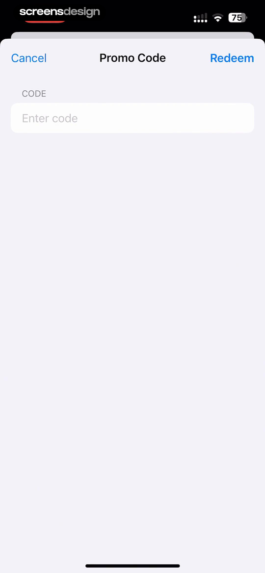 AI Emojis Keyboard screen showing cancel, Promo Code, Redeem, and the labeled field create a small, reversible task.