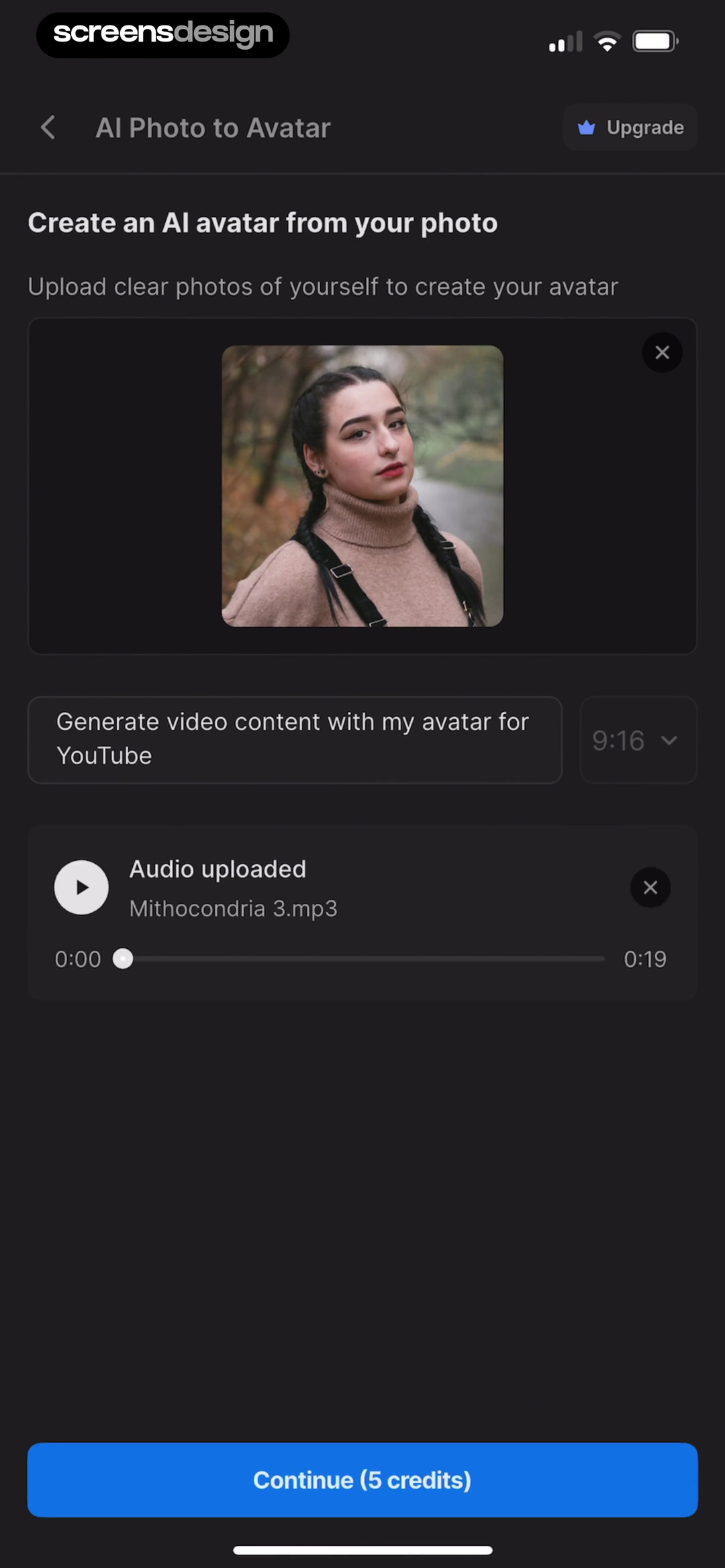 invideo AI photo to avatar editor with source format and audio