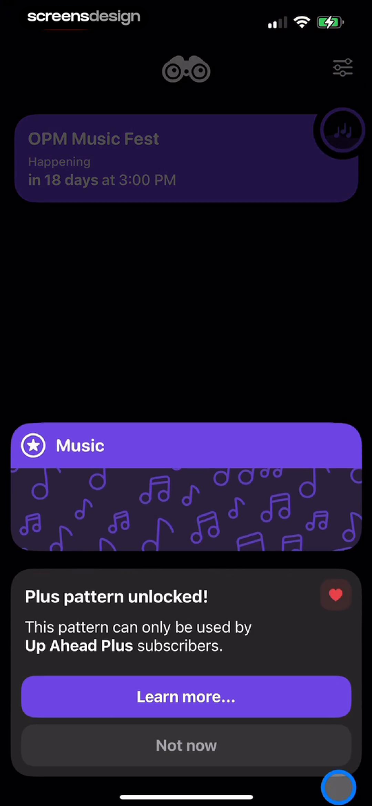 Up Ahead screen showing the prompt identifies the exact Plus pattern already used and keeps Not now available