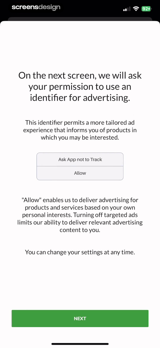 MarketWatch tracking pre-permission screen explaining tailored advertising