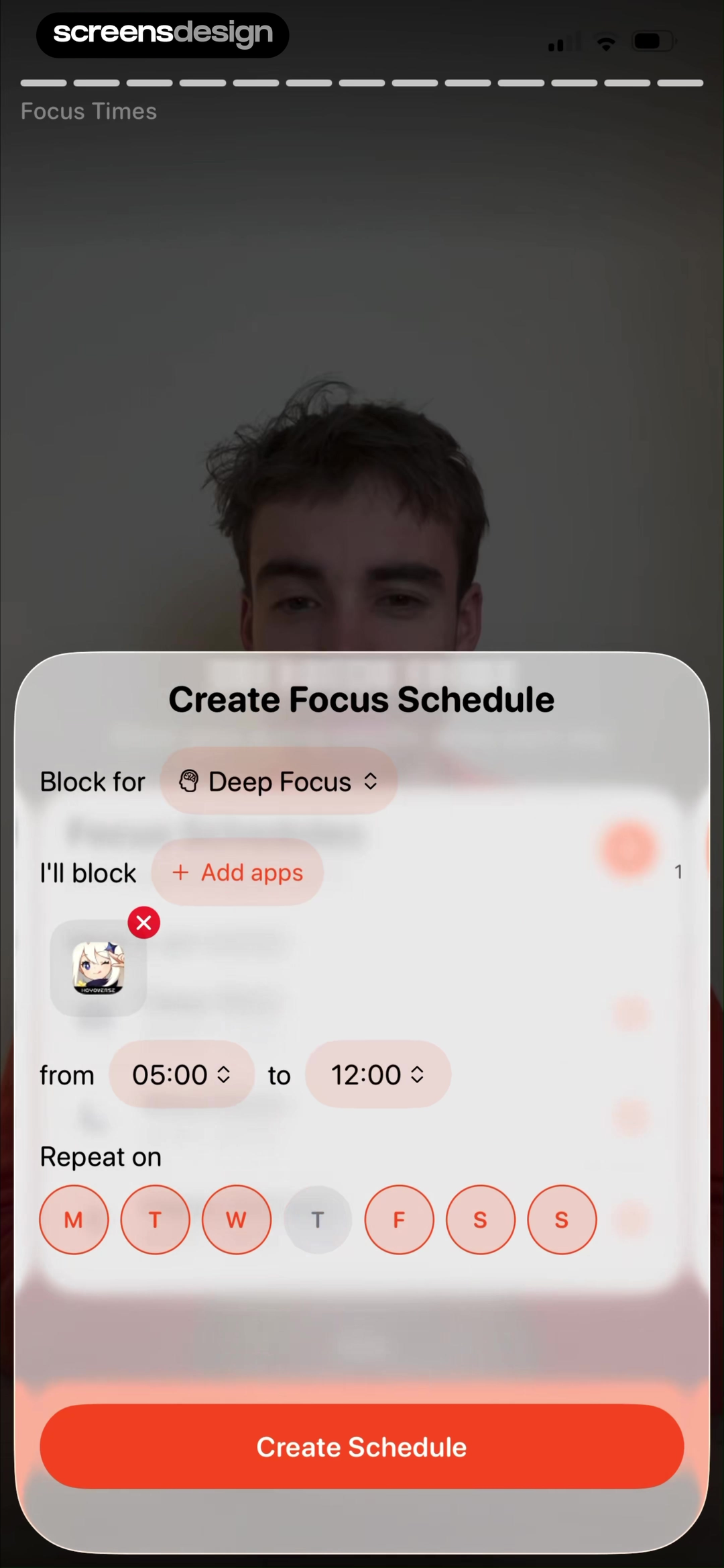 Useless create focus schedule form