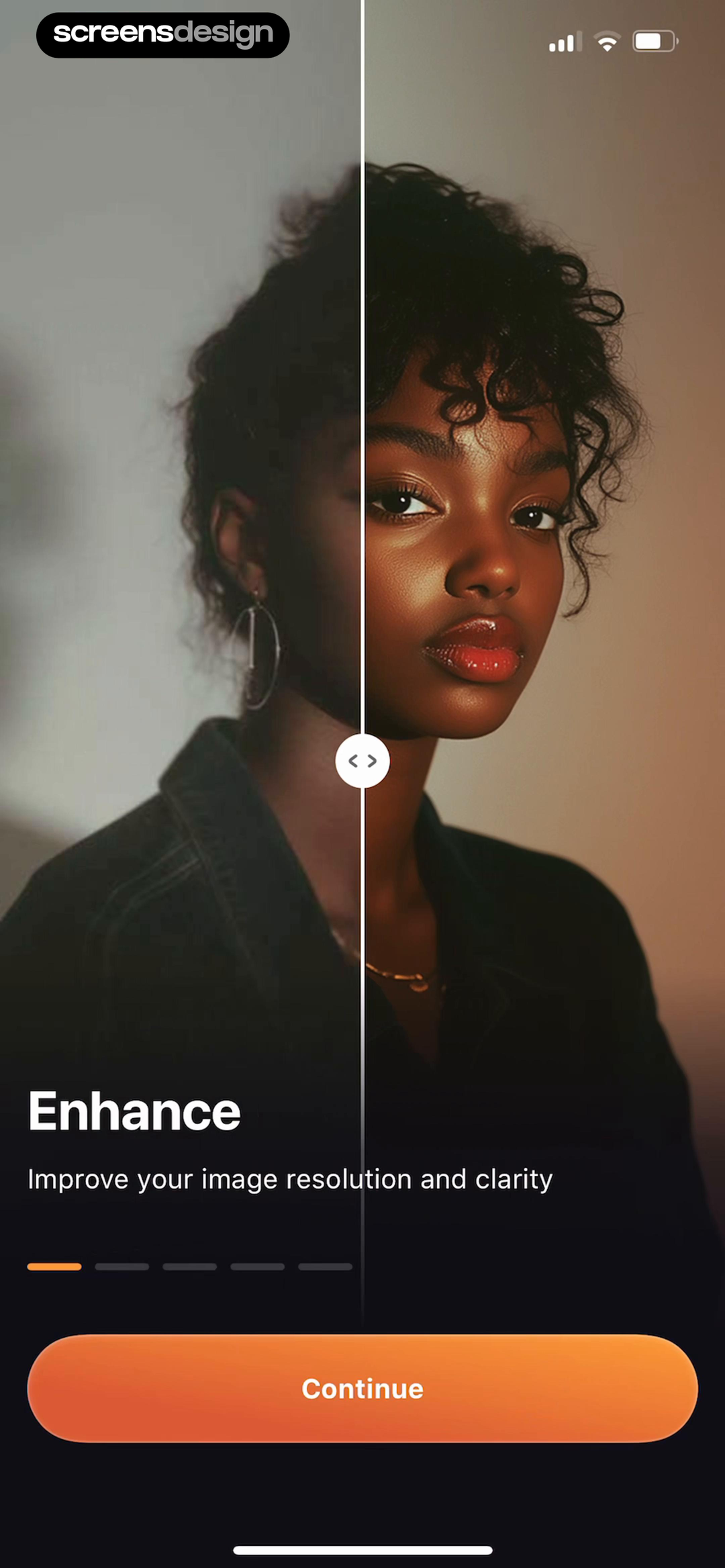 Lynsify onboarding screen explaining the AI image enhancement task
