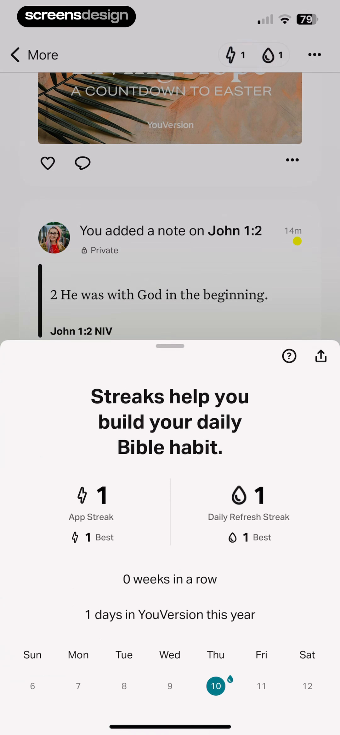 YouVersion Bible streak summary modal