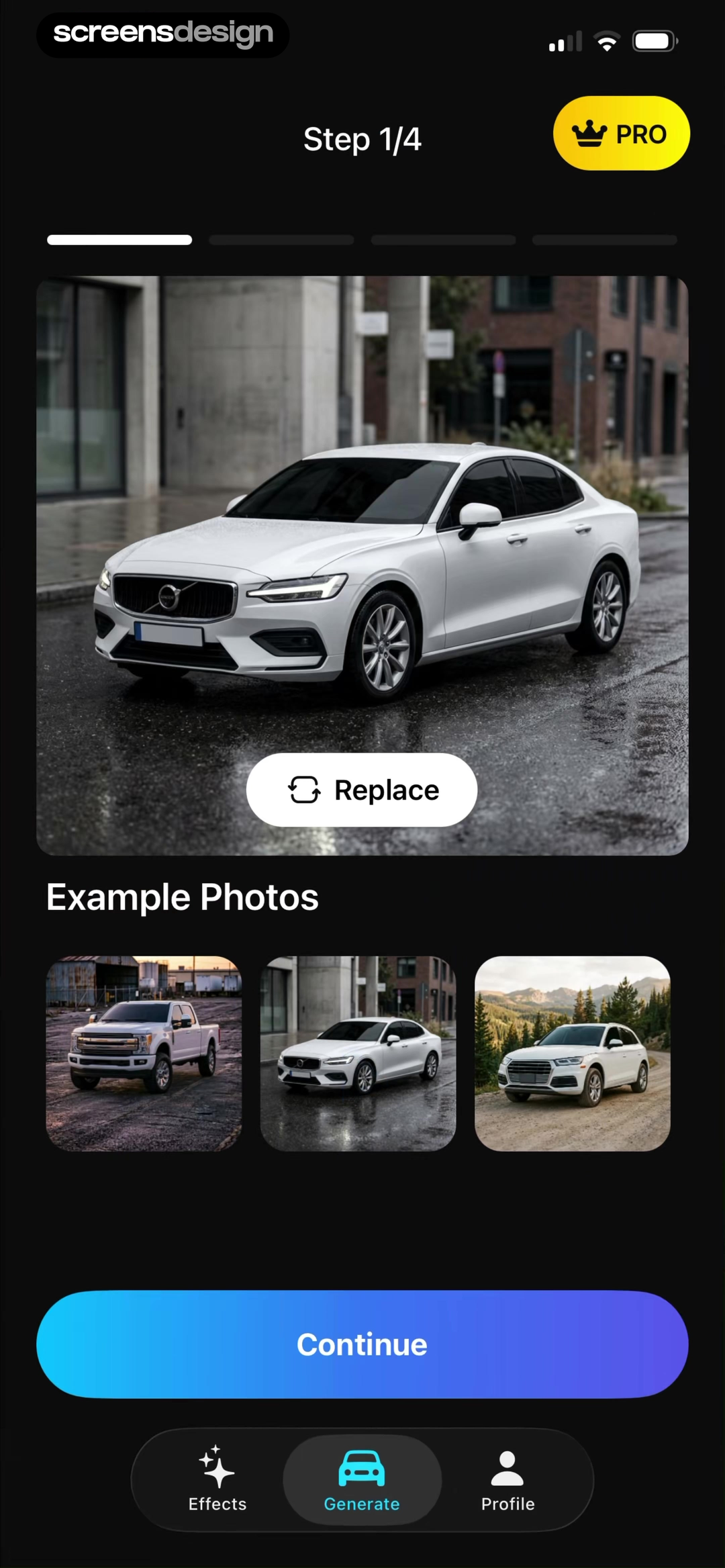 Modyfy selected car photo with replace control and examples