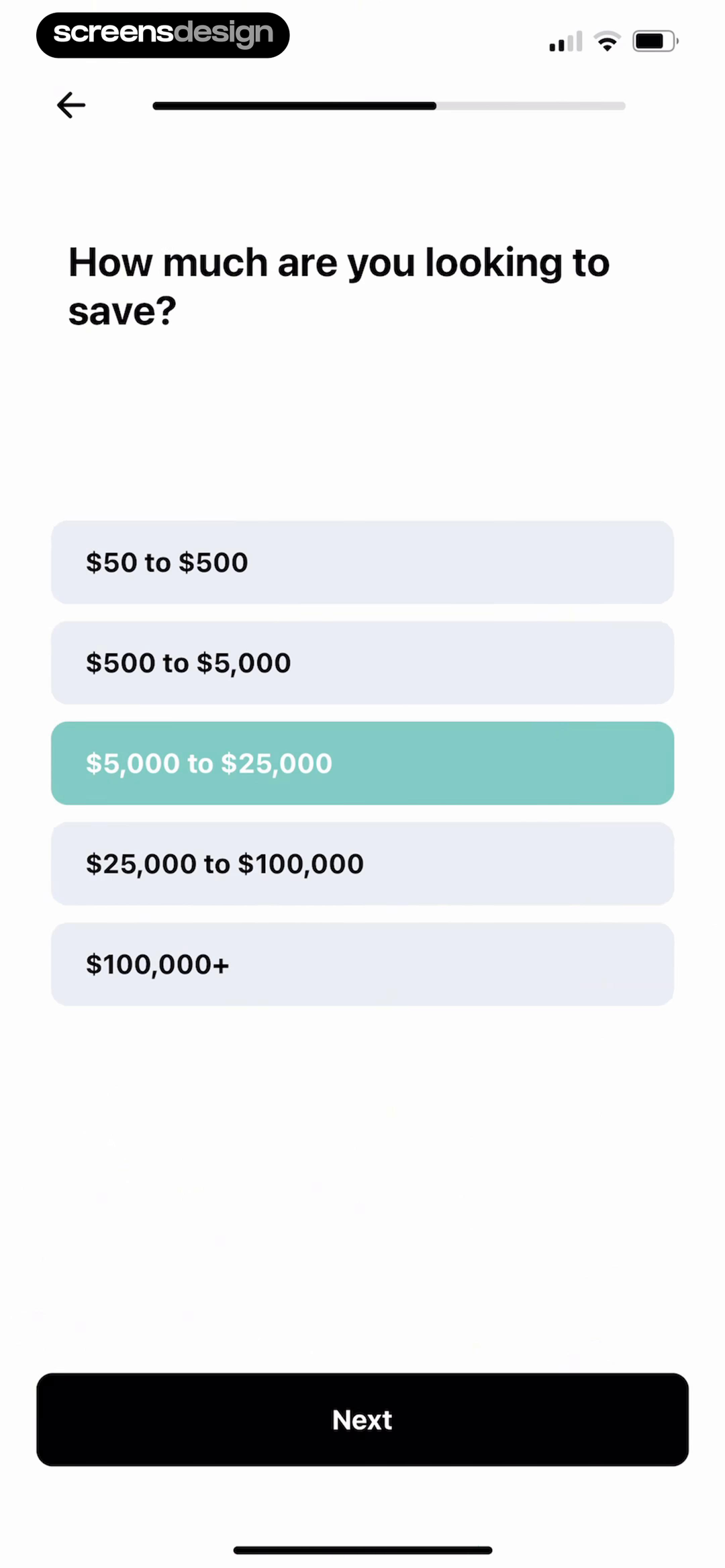 BuyBye onboarding asking how much the user wants to save