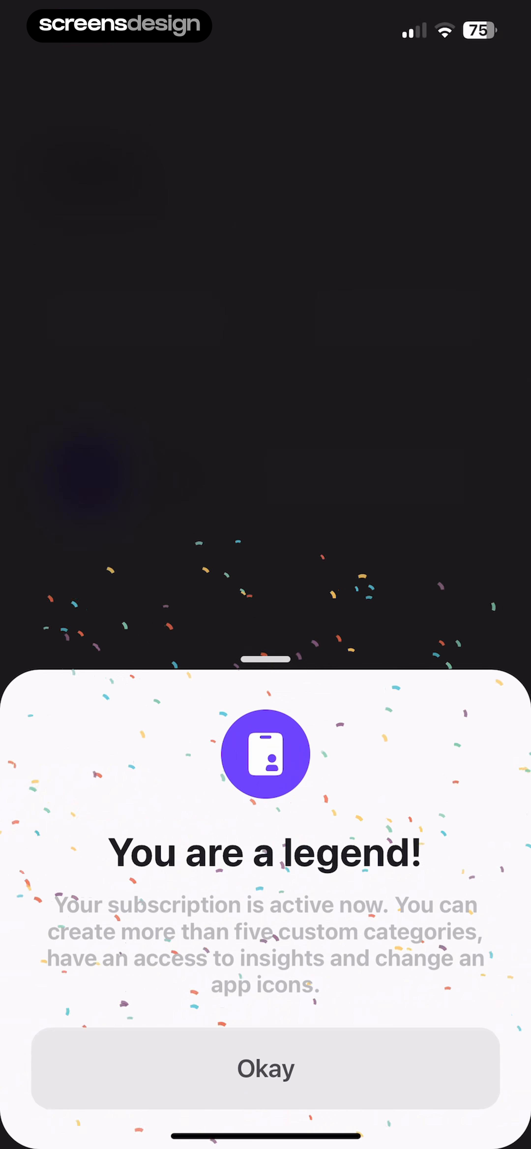 Haptic: Daily Habit Tracker mobile app screen showing You are a legend! and the next account action