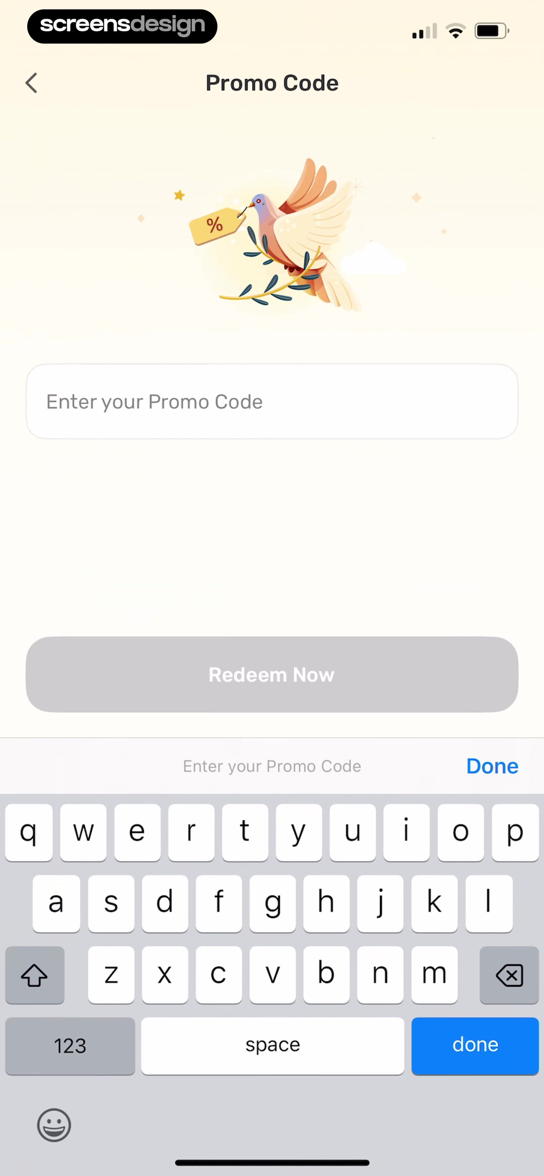 Bible Study - Manna screen showing enter your Promo Code and Redeem Now use direct language with Done as a clear exit.