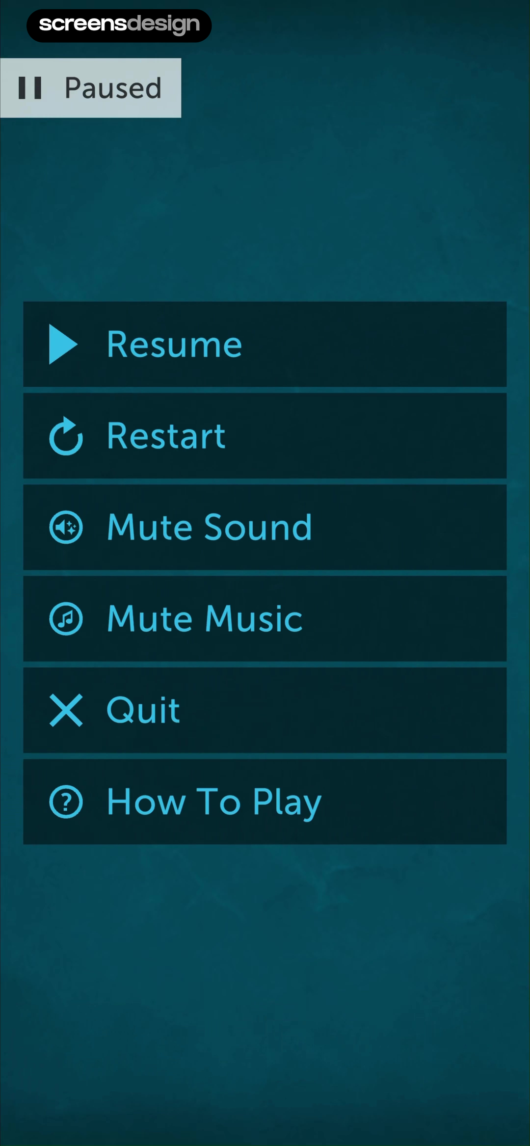 Lumosity: Brain Training Games screen showing the pause menu distinguishes resume, restart, quit, instructions, and sound controls without hiding consequences.