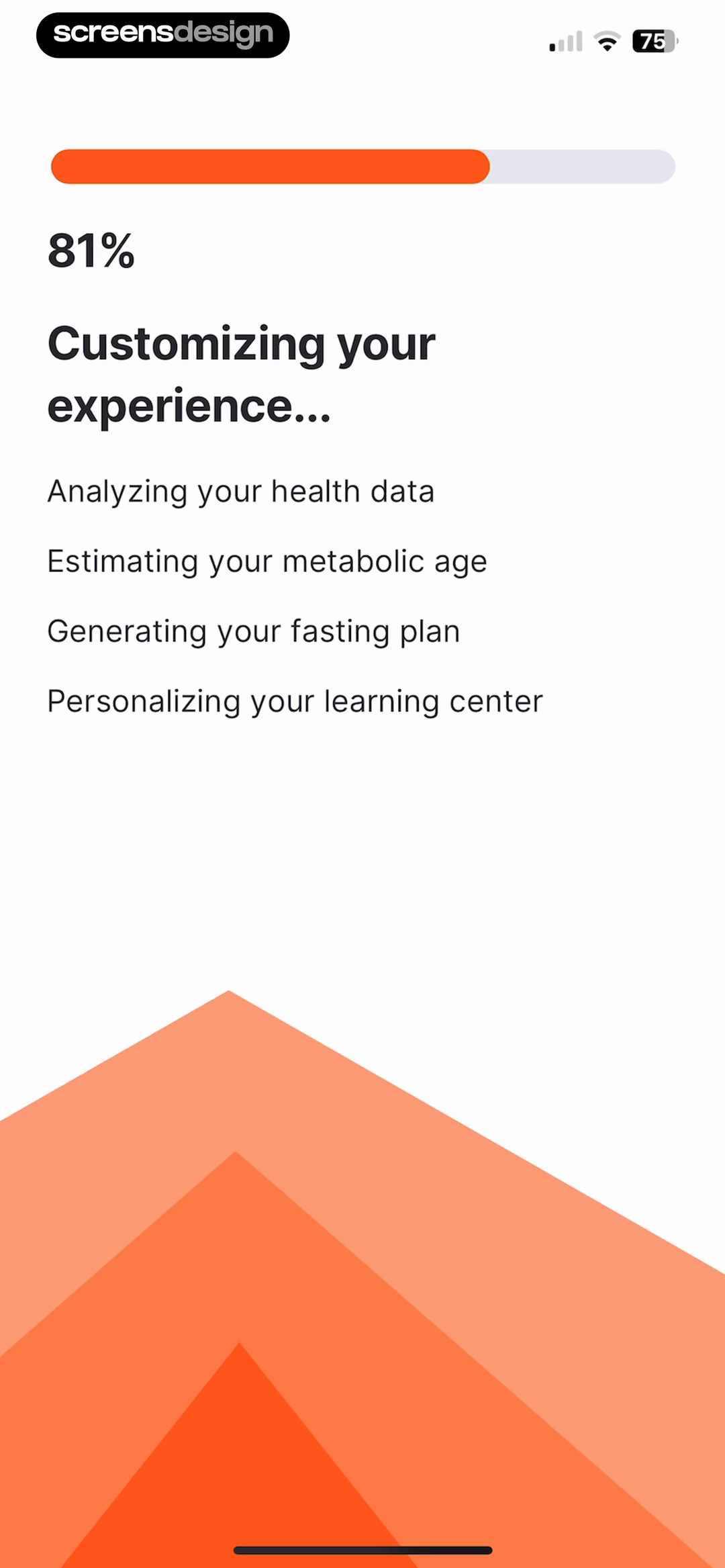 Fitself onboarding loading screen at 81 percent with four personalization stages