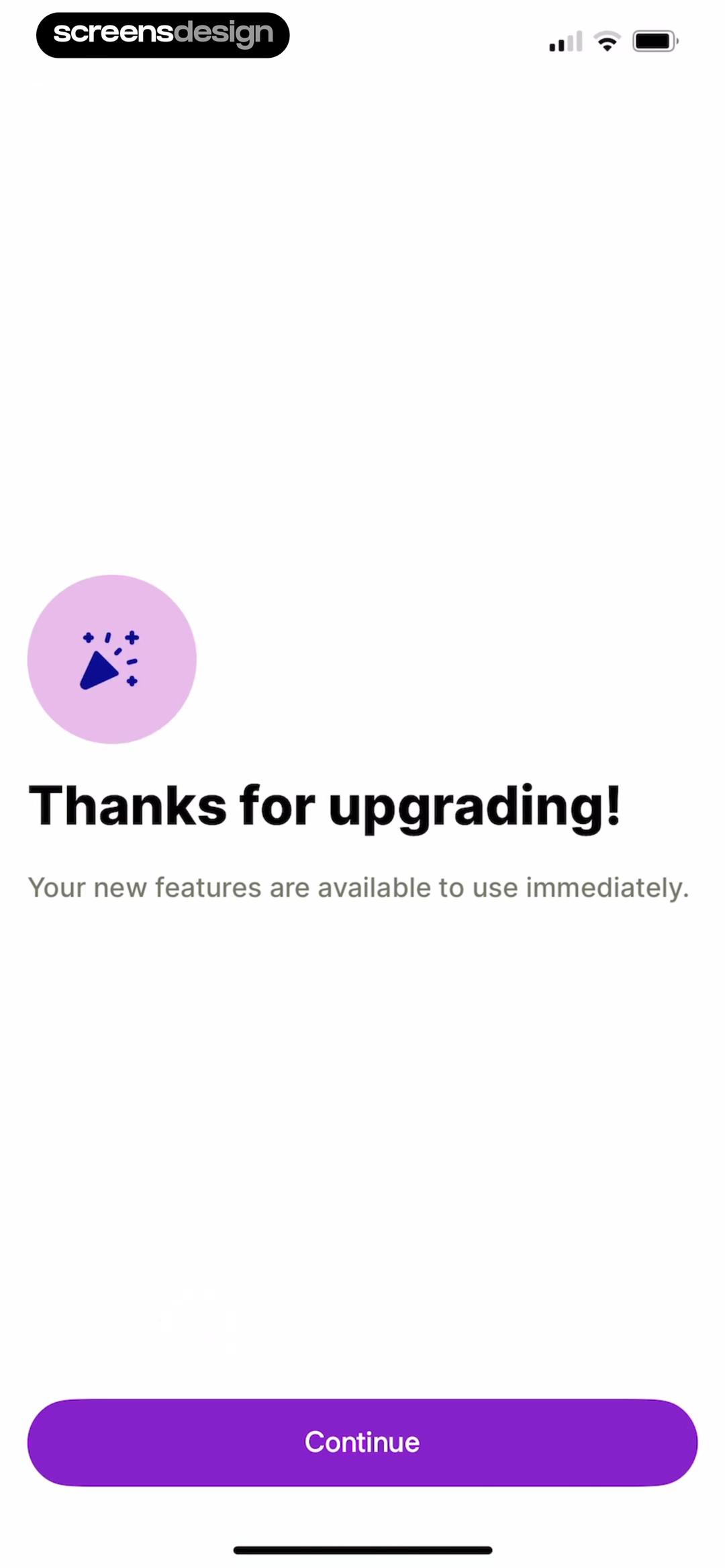 Linktree: Link in Bio Creator mobile app screen showing Thanks for upgrading! and Your new features are available to use immediately