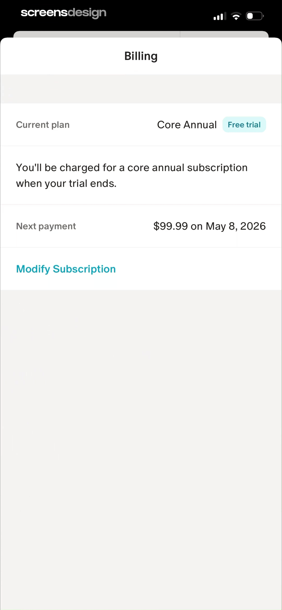 Monarch screen showing the annual plan shows the exact $99.99 next payment and charge date