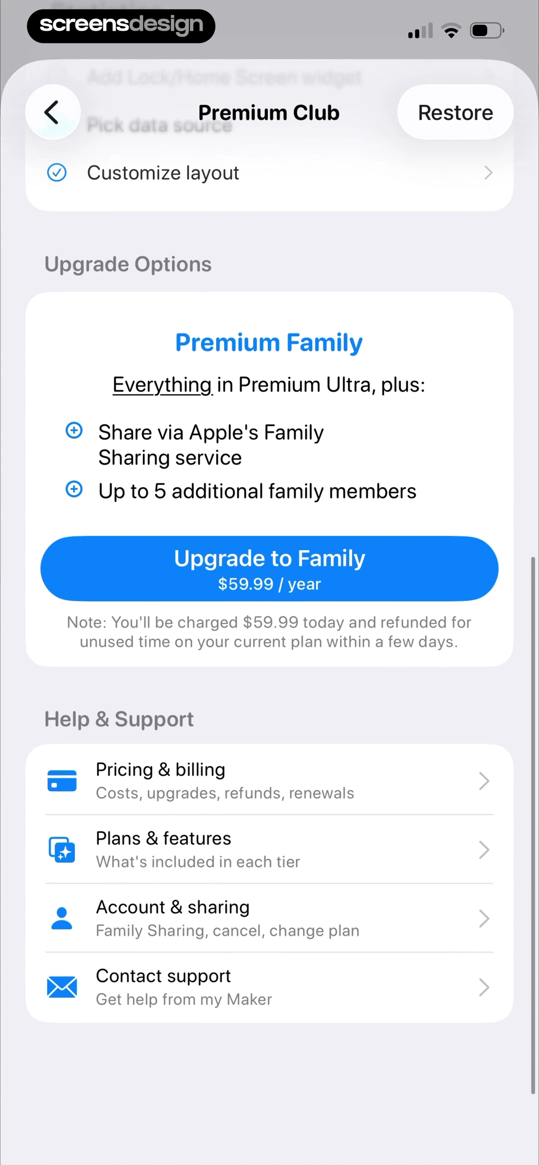 CARROT Weather: Alerts & Radar mobile app screen showing Premium Club and Customize layout