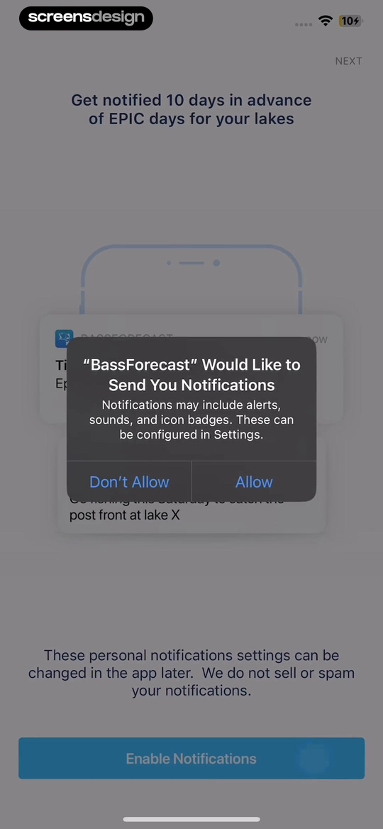 Native notification permission prompt following BassForecast's warm-up