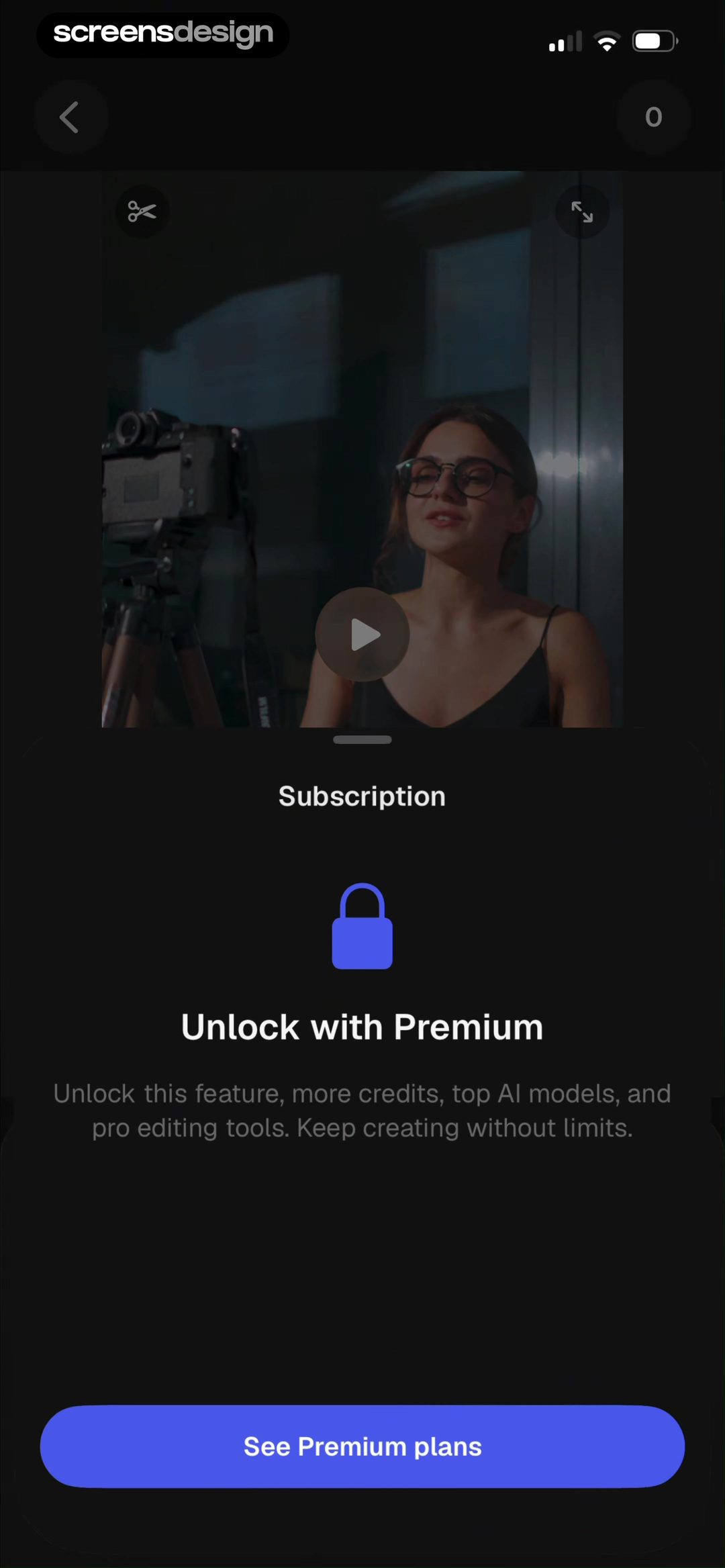 Magnific screen showing the selected creation feature remains visible while Premium credits, models, and tools are explained