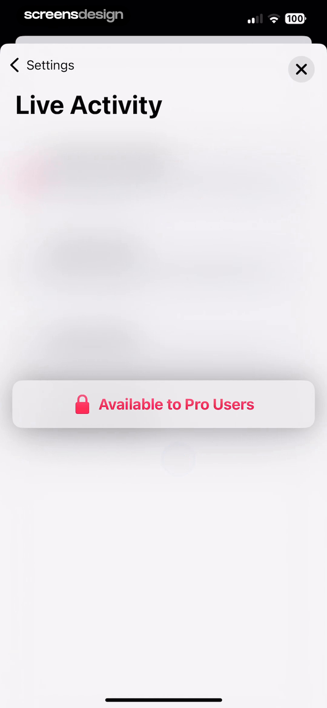 Timella screen showing live Activity stays discoverable in settings with an explicit Pro availability label