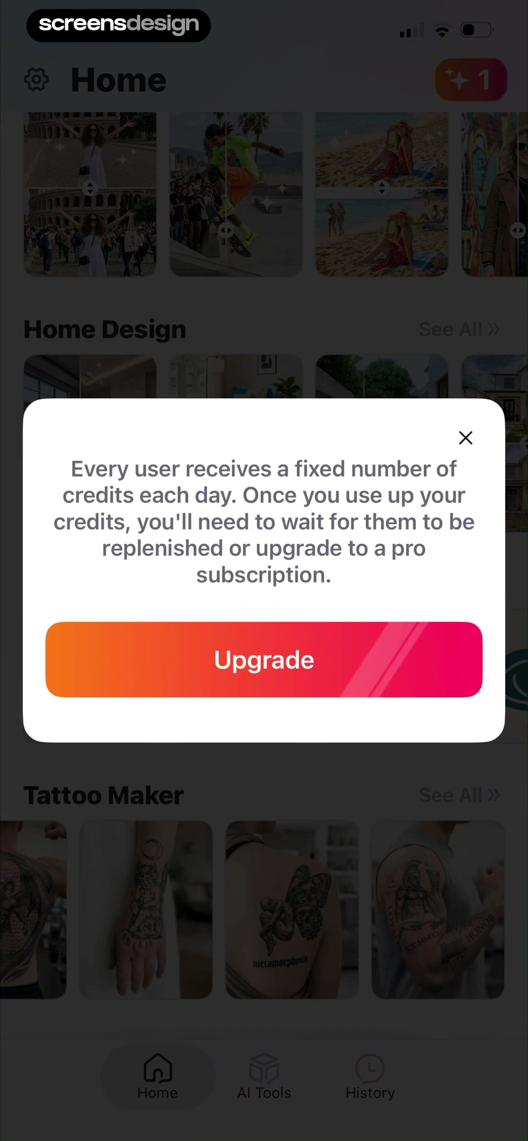 AI Photo Editor - BgMaster™ mobile app screen showing Home Design and See All
