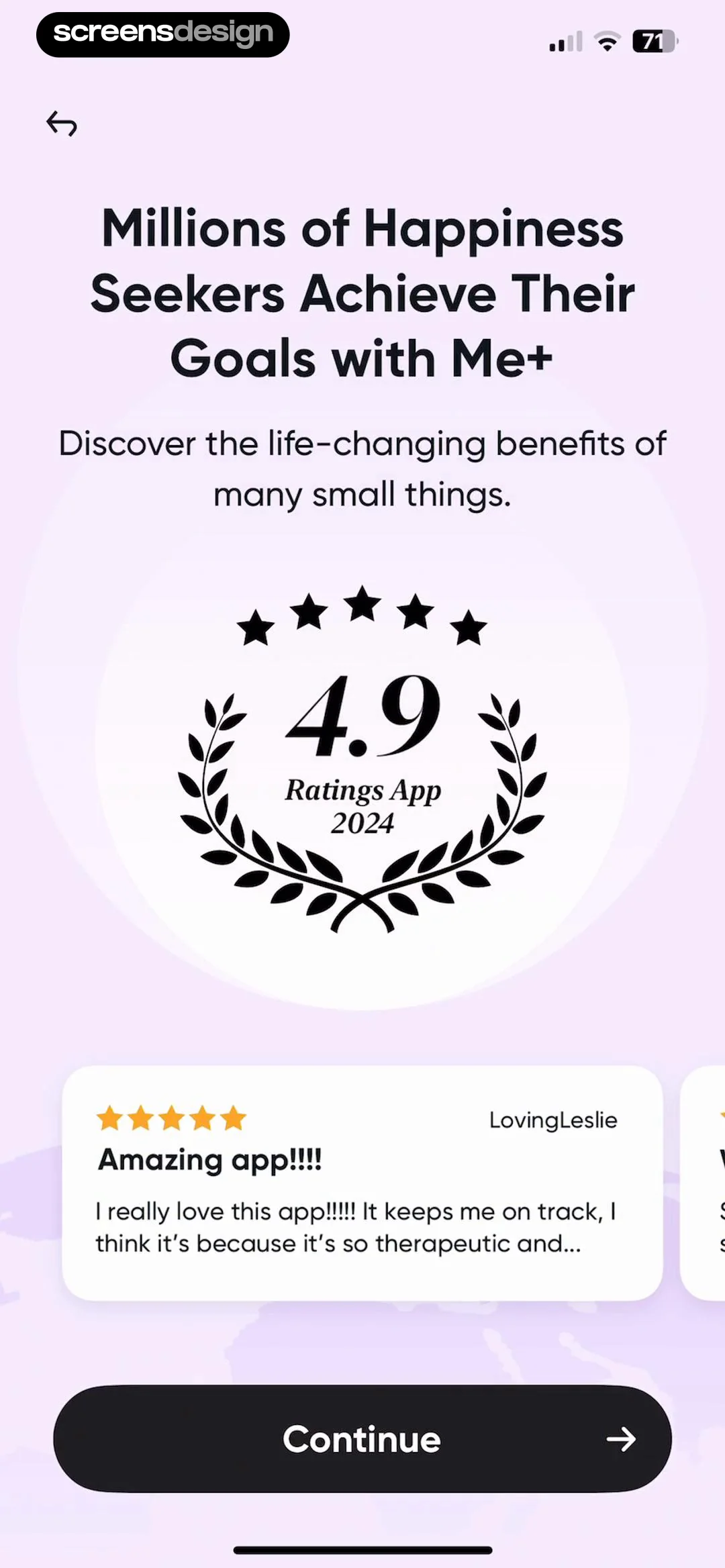 Me+ Lifestyle Routine screen 7