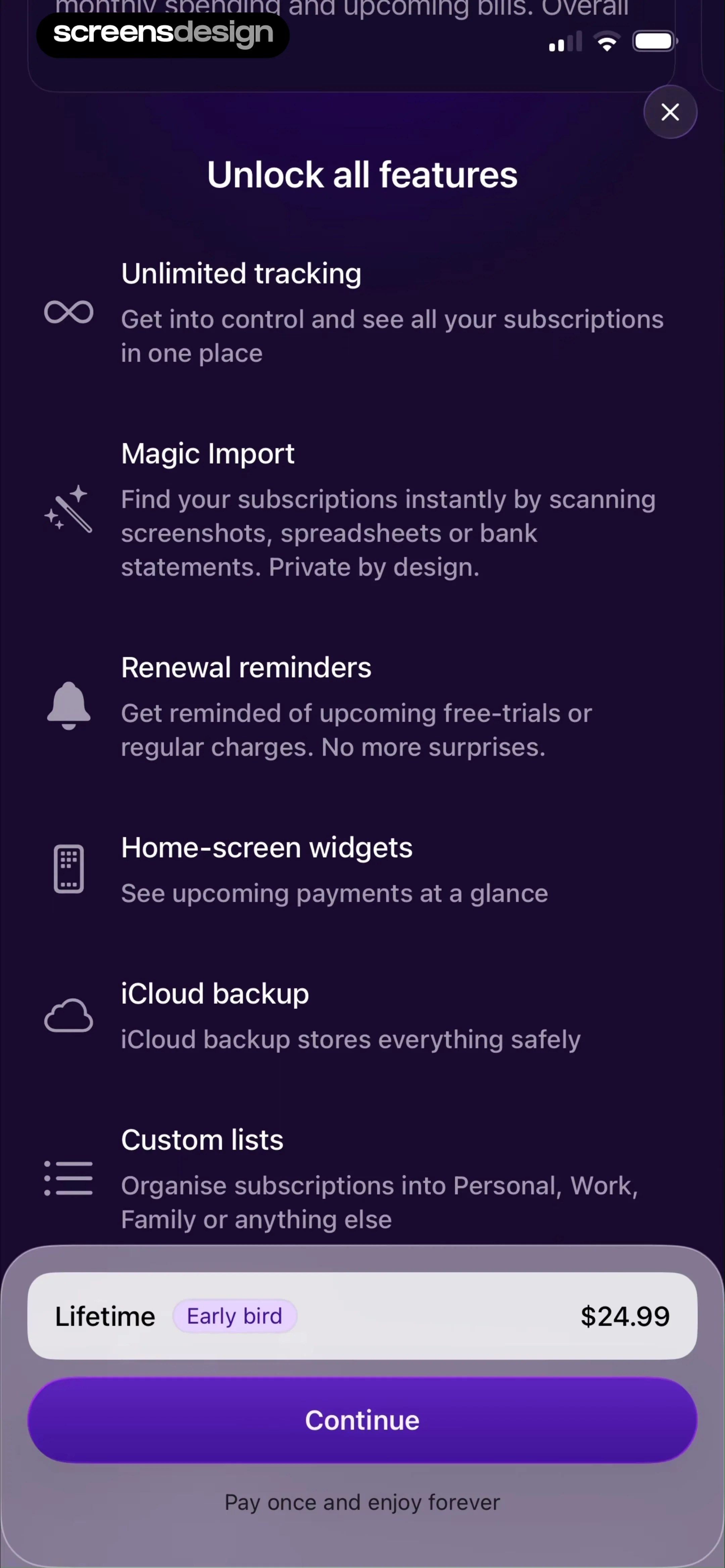 Subscription Manager: Orbit screen 6