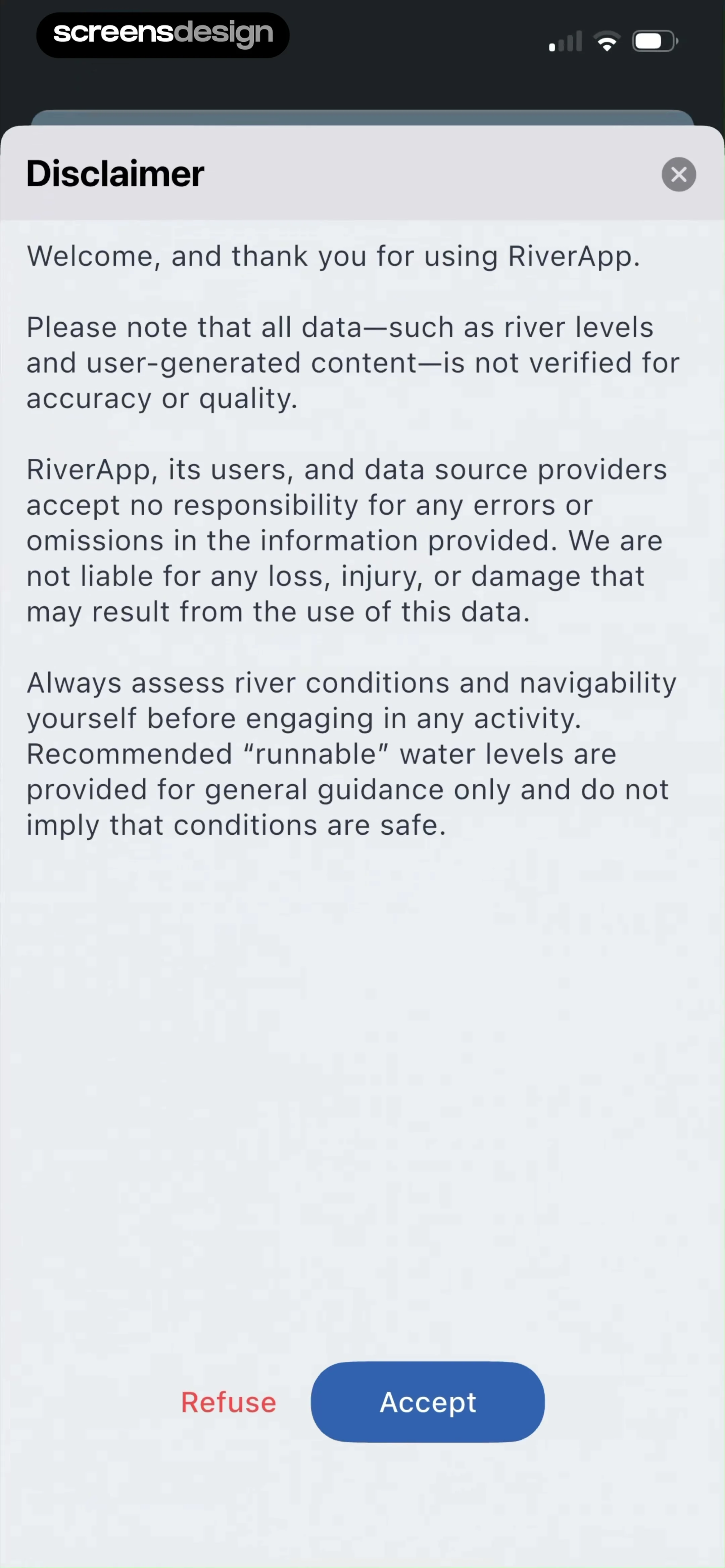 RiverApp - River levels screen 2