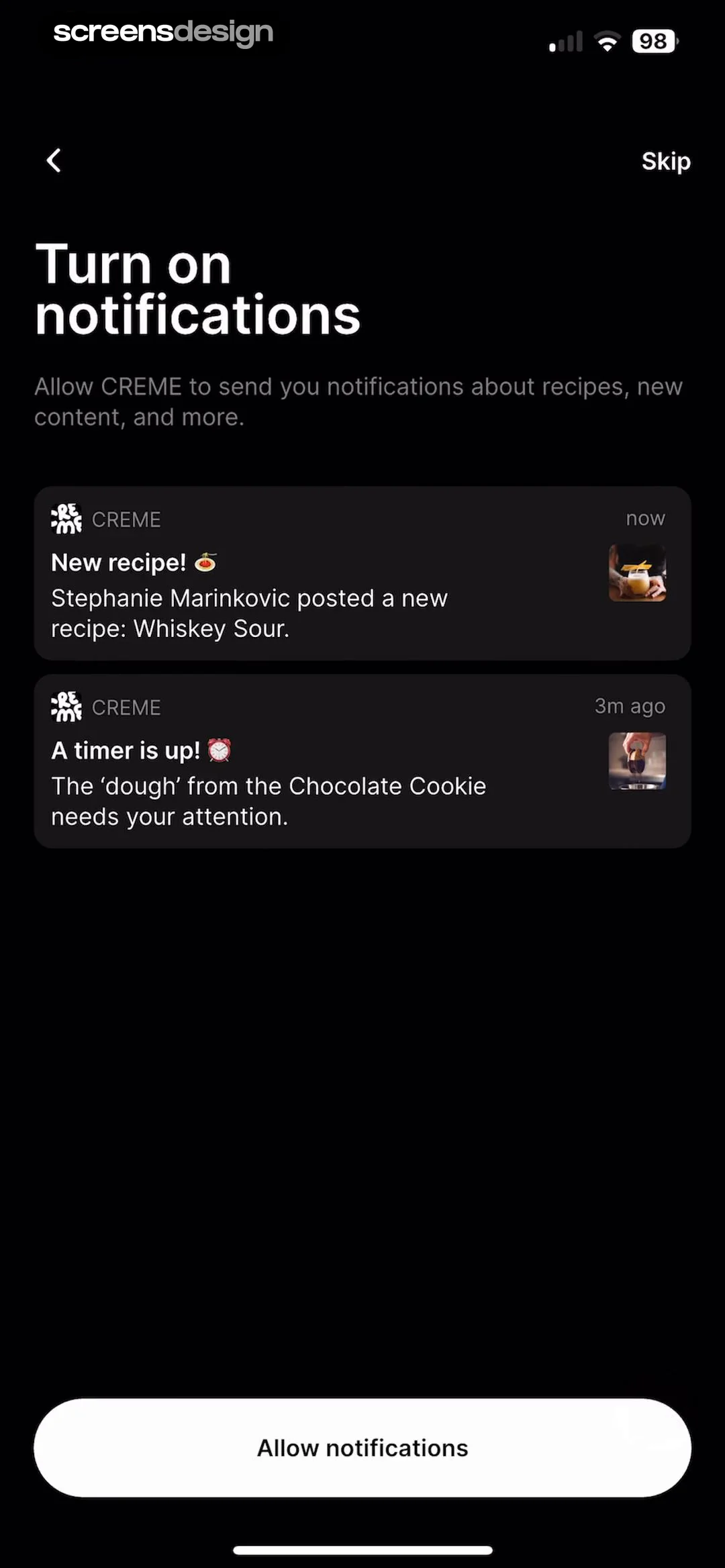 CREME: Create Memorable Meals screen 7