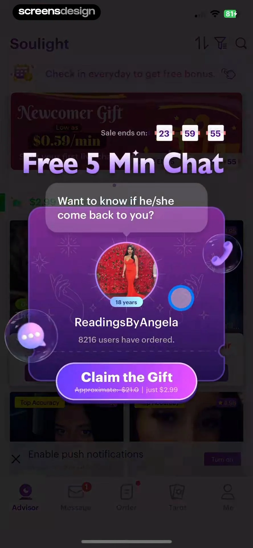 Soulight-Online Psychic Advice screen 3