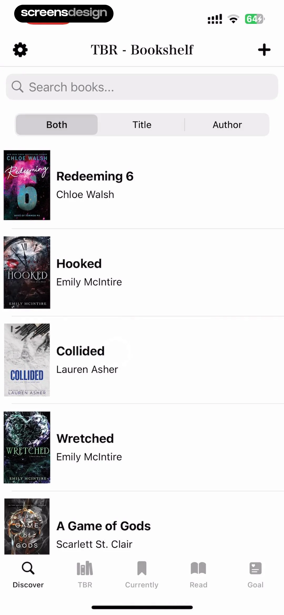 TBR - Bookshelf screen 3