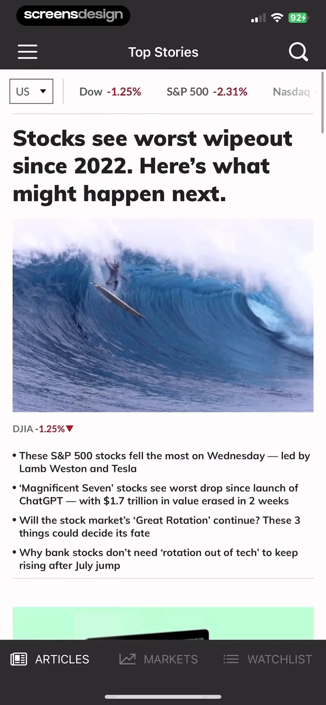 MarketWatch - News & Data screen 5