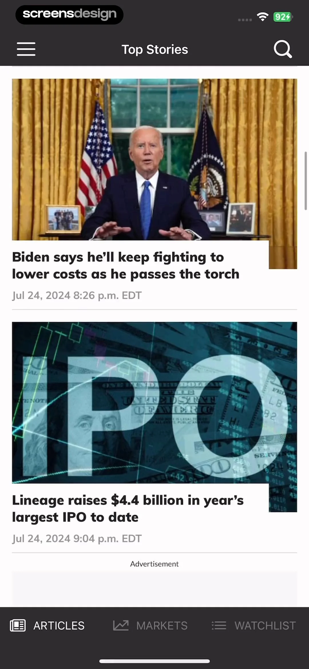 MarketWatch - News & Data screen 7