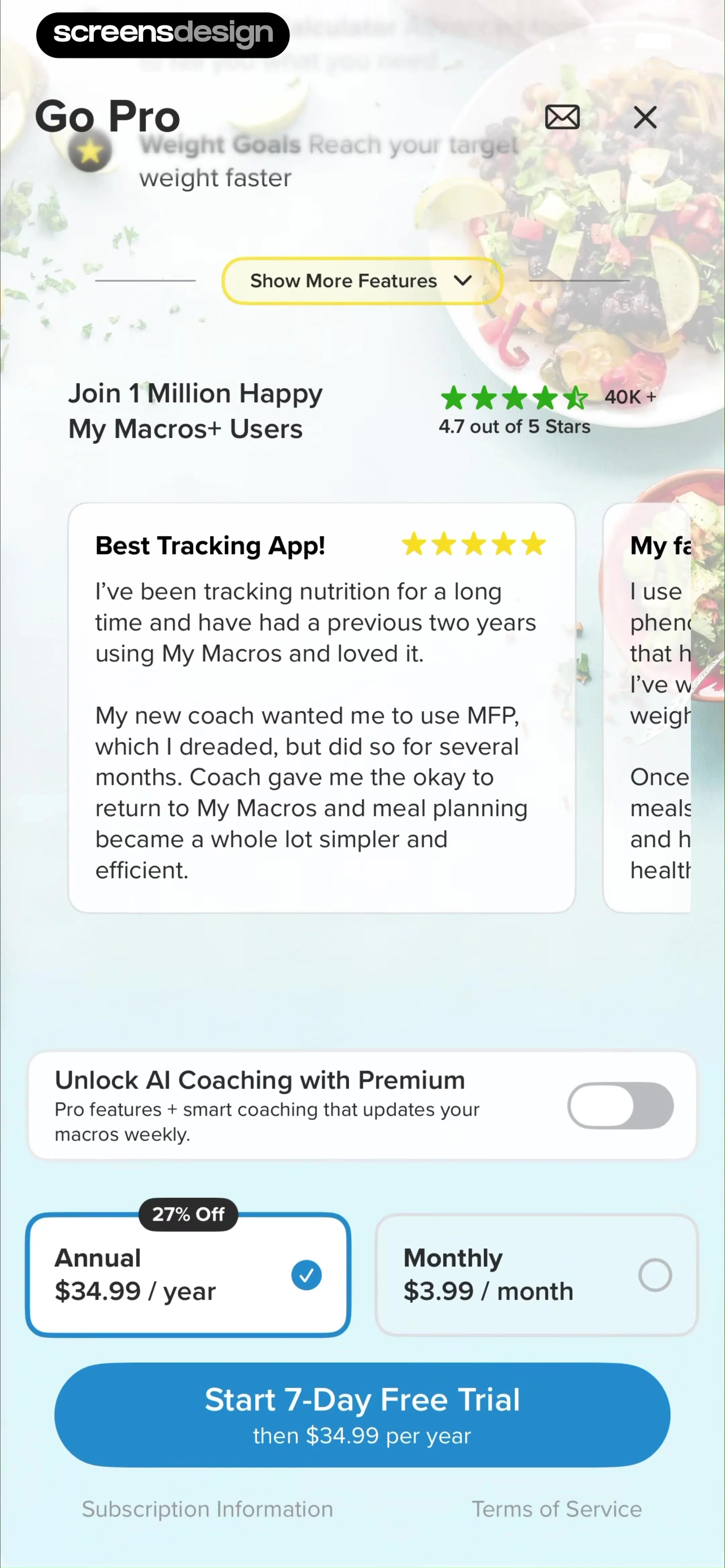 My Macros+ | Macro Tracker screen 8