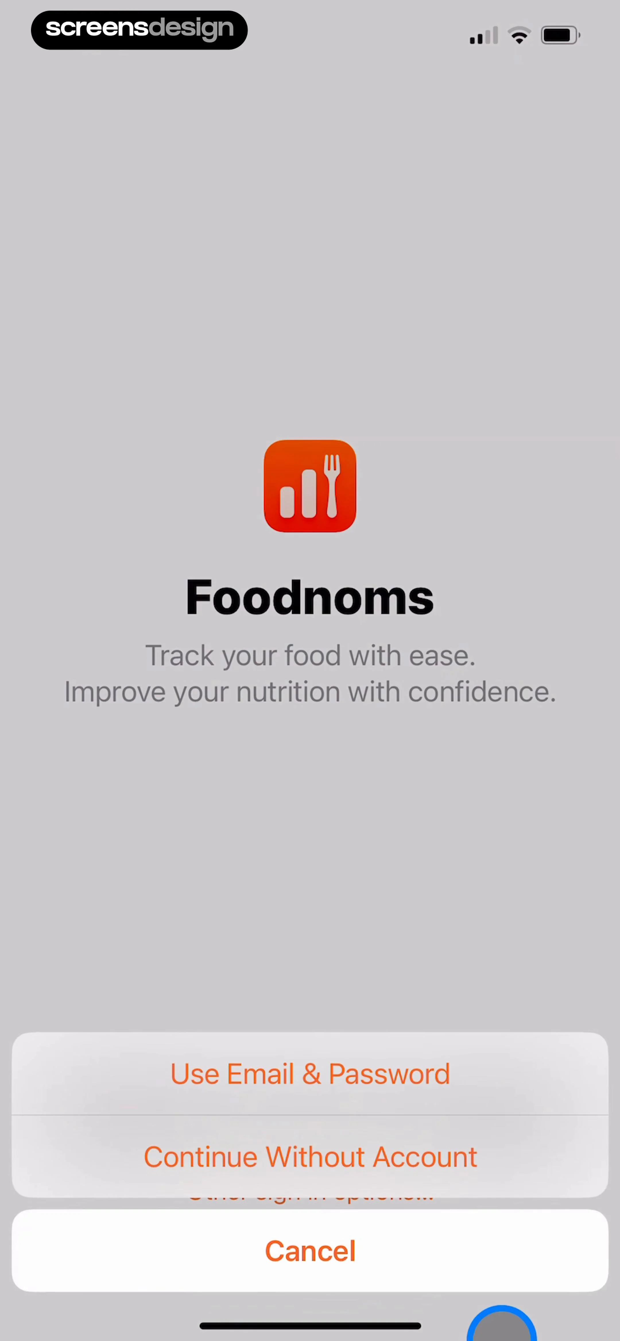 Nutrition Tracker: Foodnoms screen 2