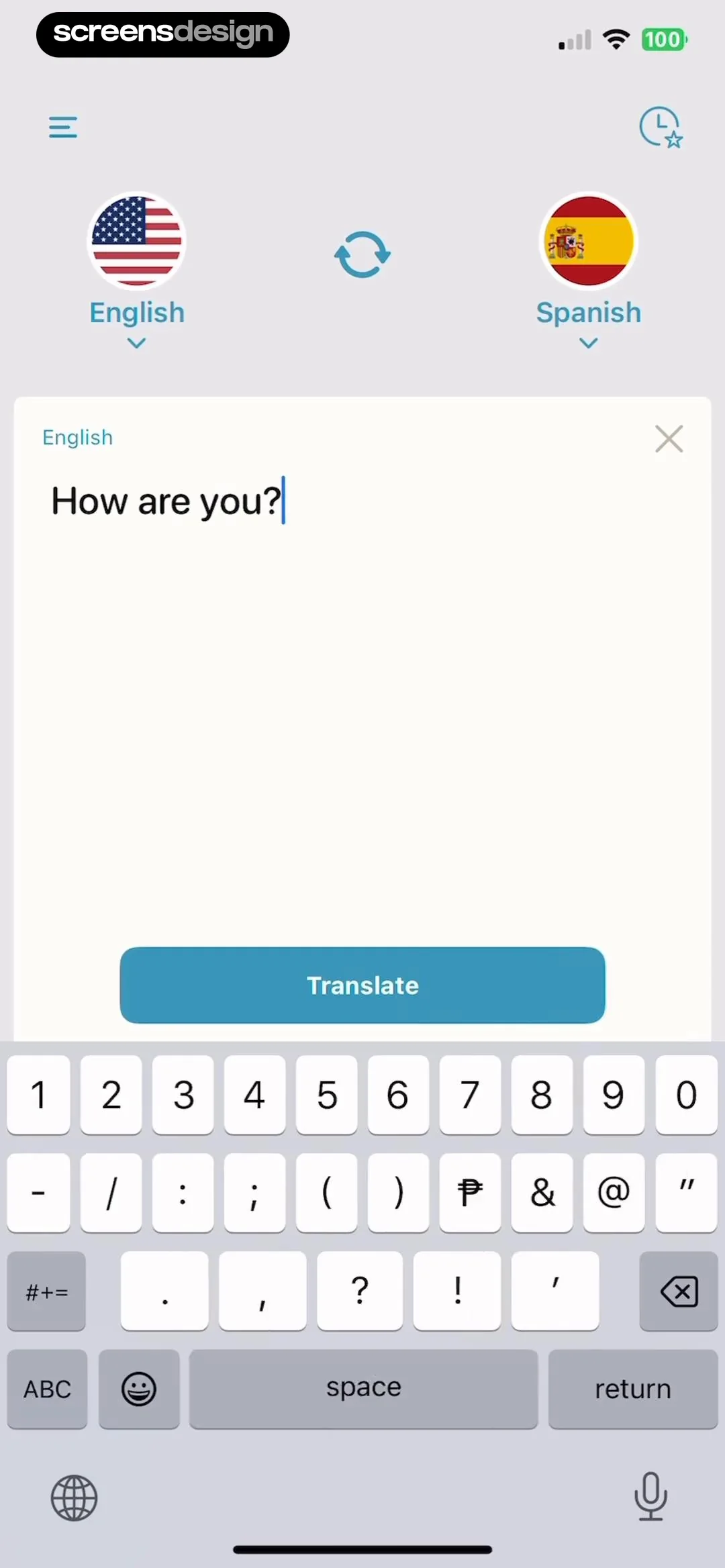 Translate: Voice & Text screen 7