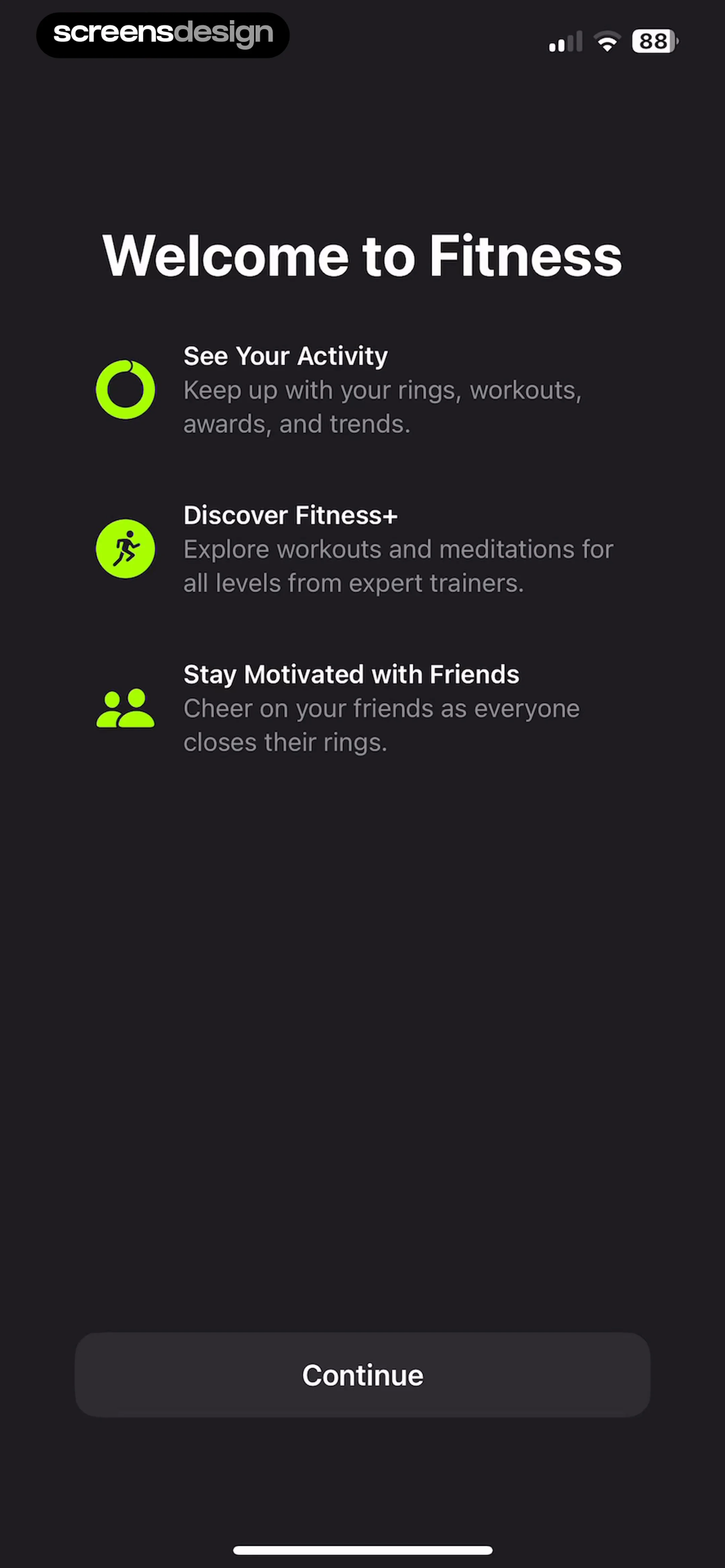 Apple Fitness screen 1
