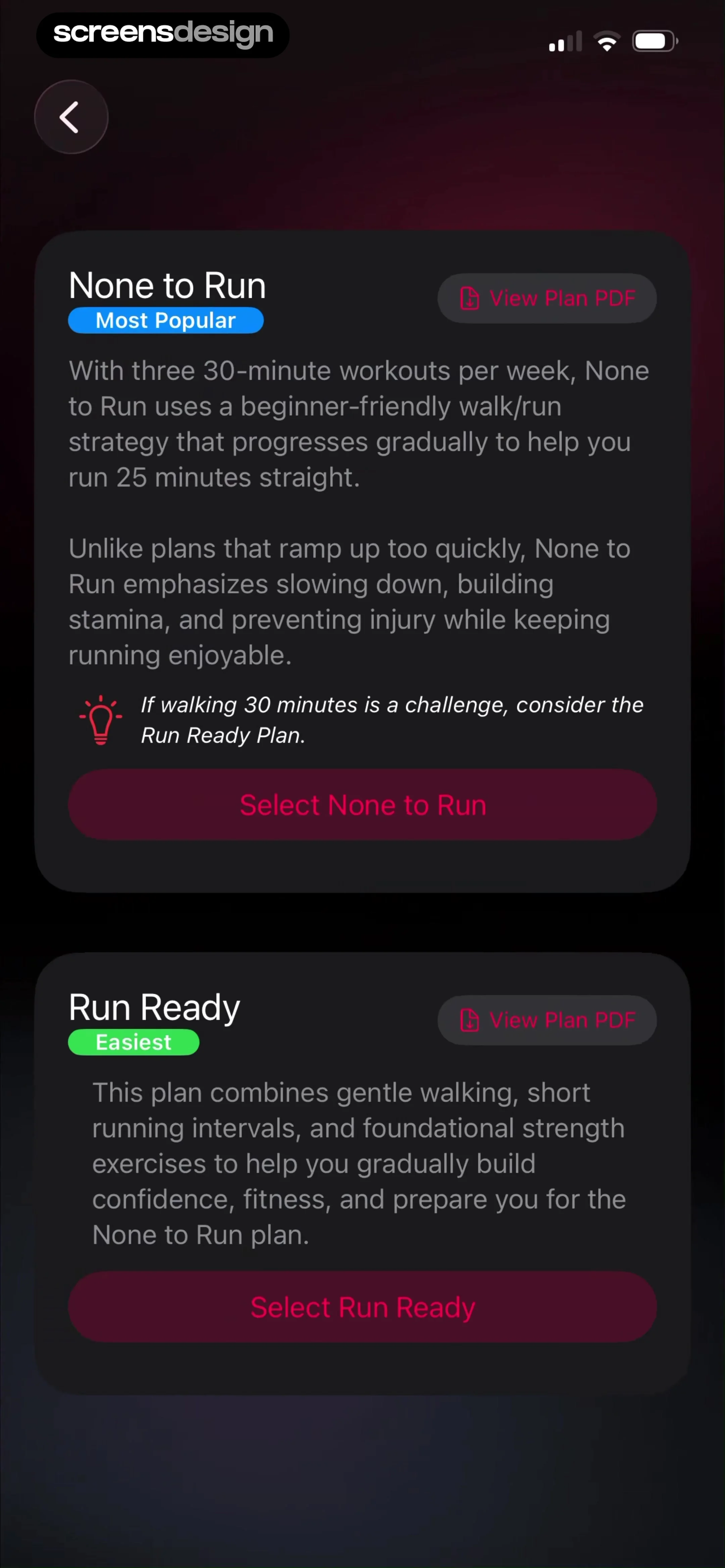 None to Run: Beginner, 5K, 10K screen 6