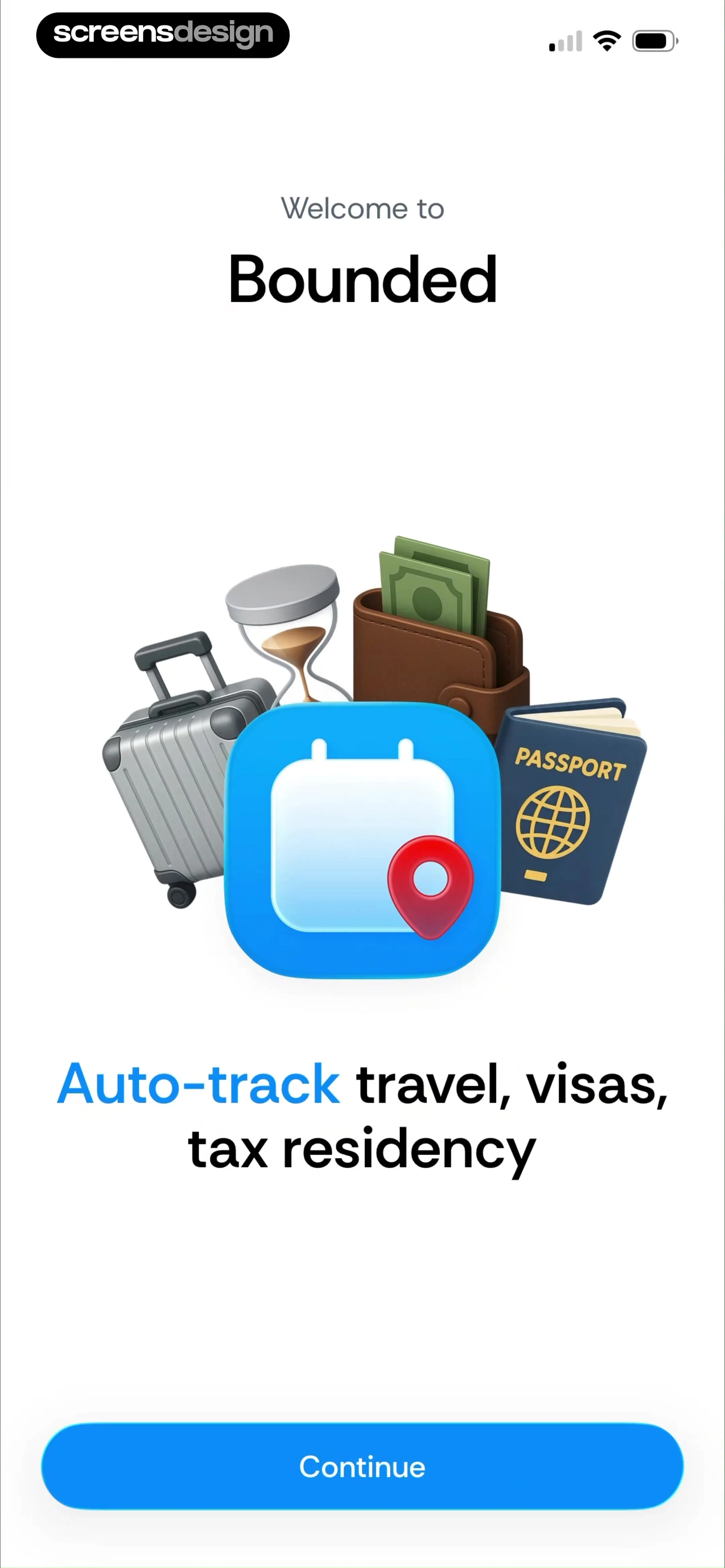 Country Days Tracker: Bounded screen 2