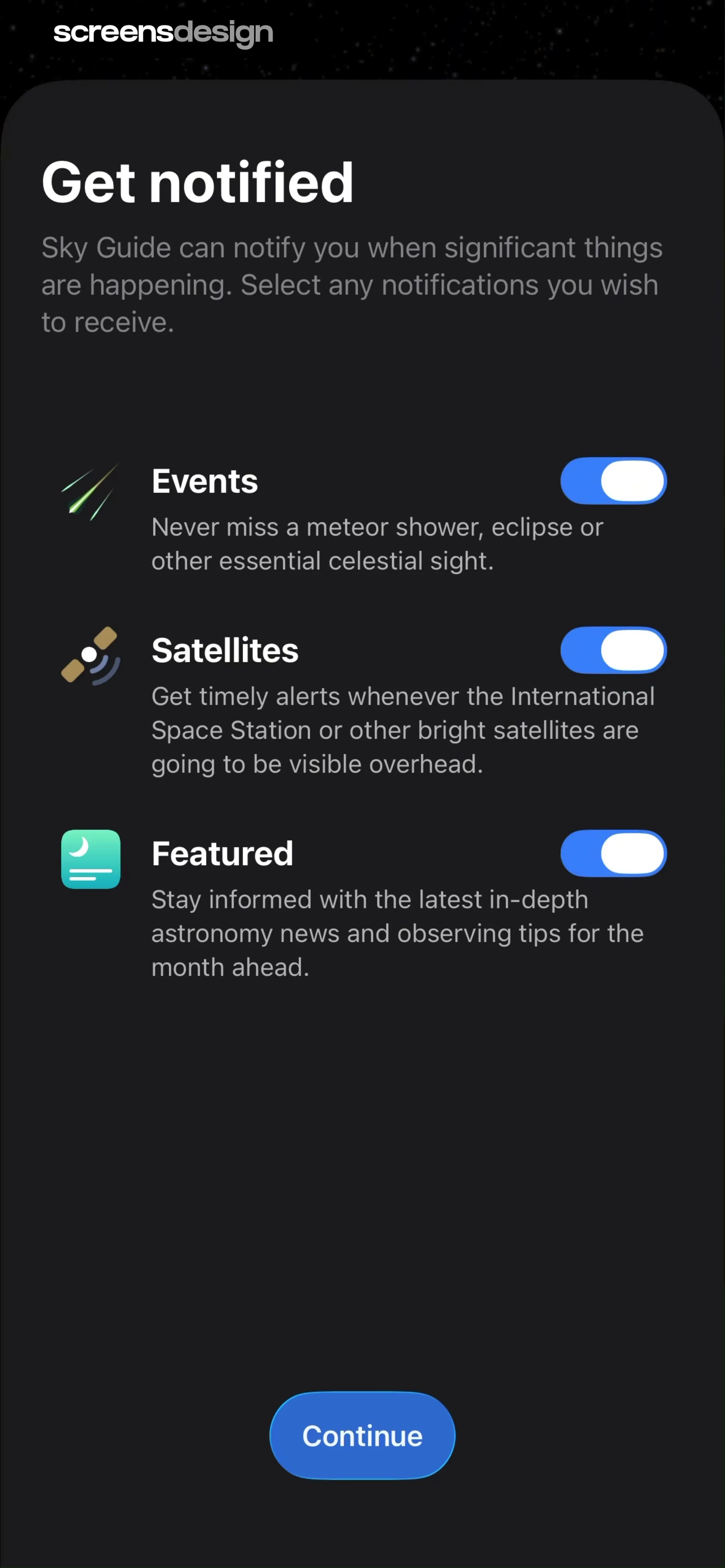 Sky Guide screen 2