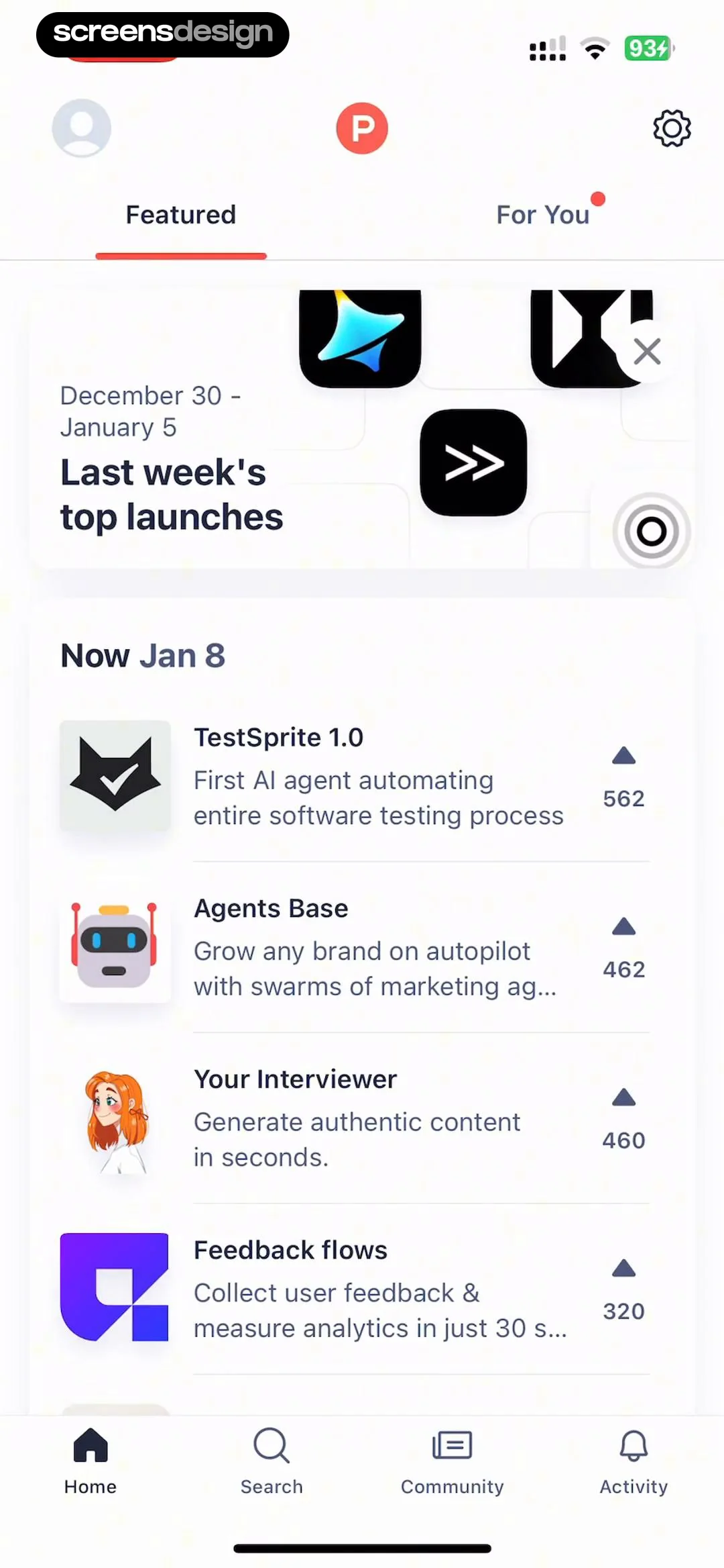 Product Hunt screen 2