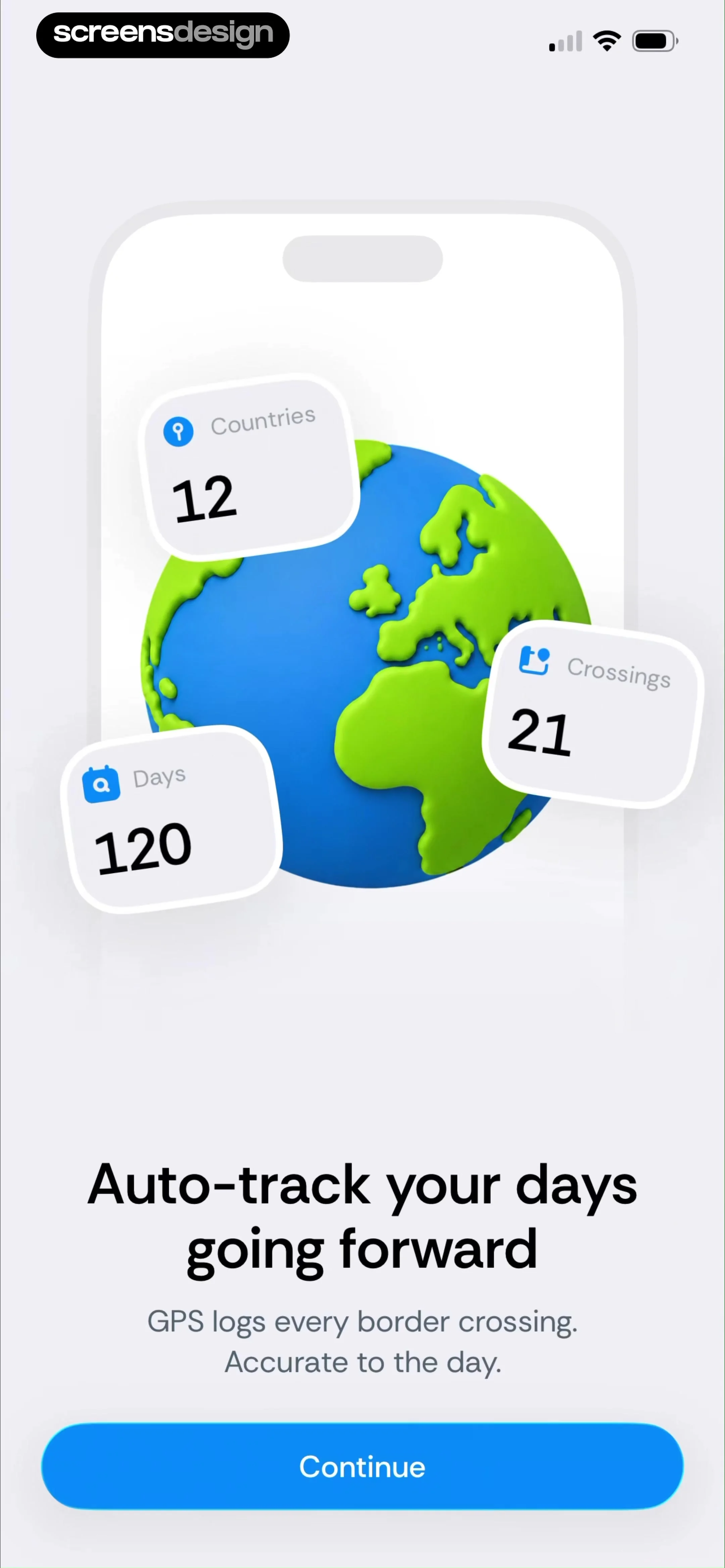 Country Days Tracker: Bounded screen 4