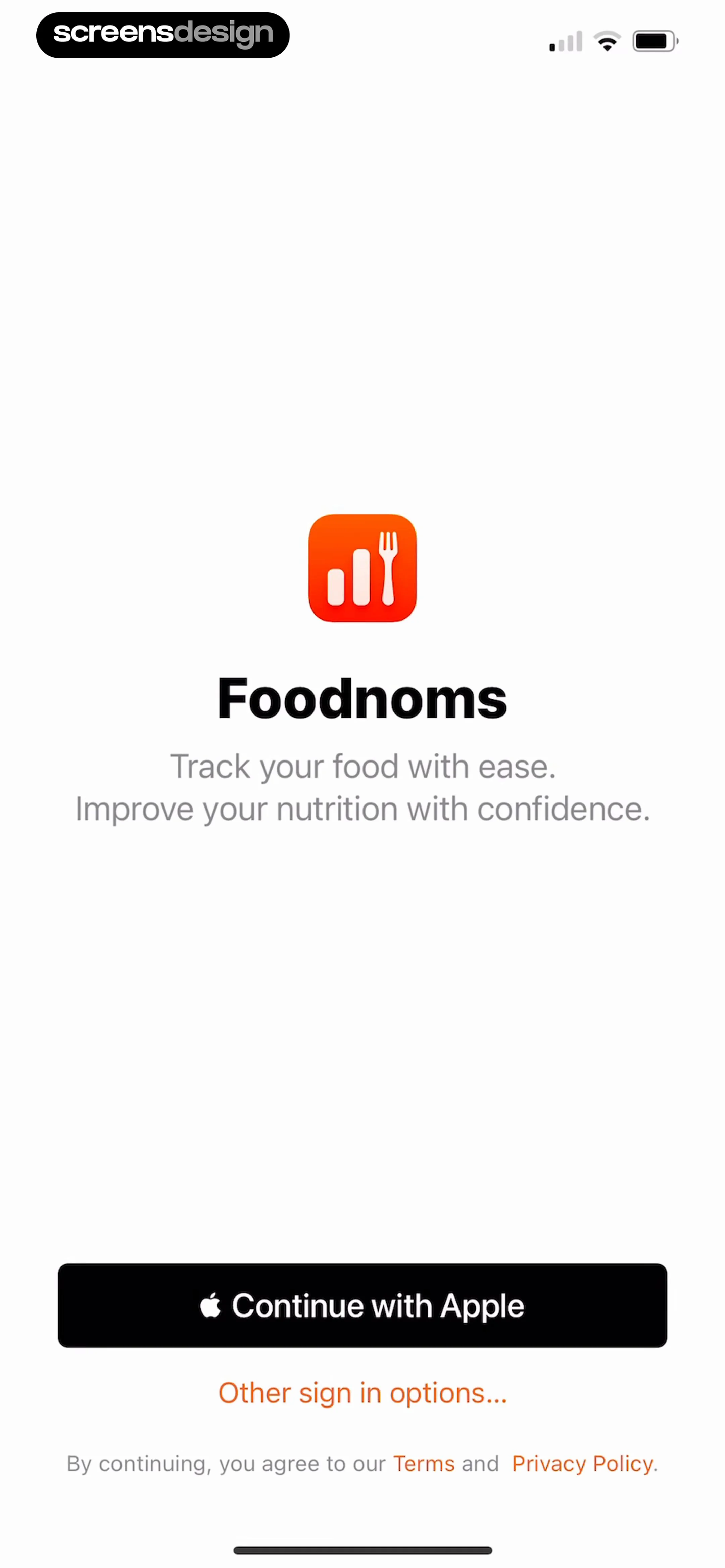 Nutrition Tracker: Foodnoms screen 1