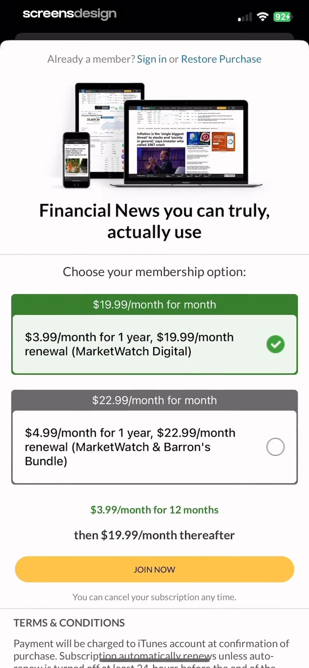 MarketWatch - News & Data screen 6